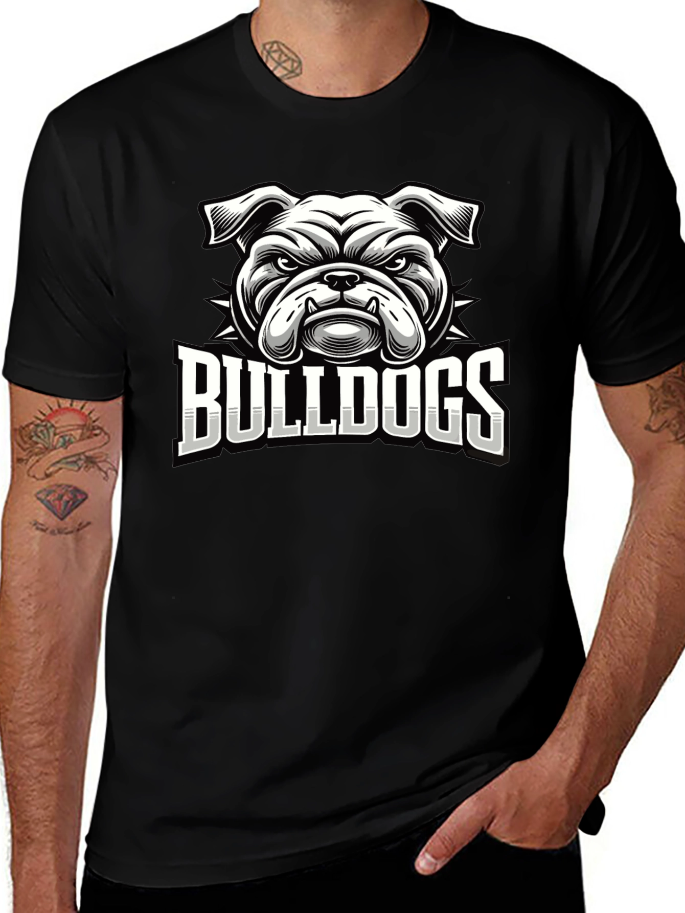 Bulldogs Graphic Print T-Shirt - Black
