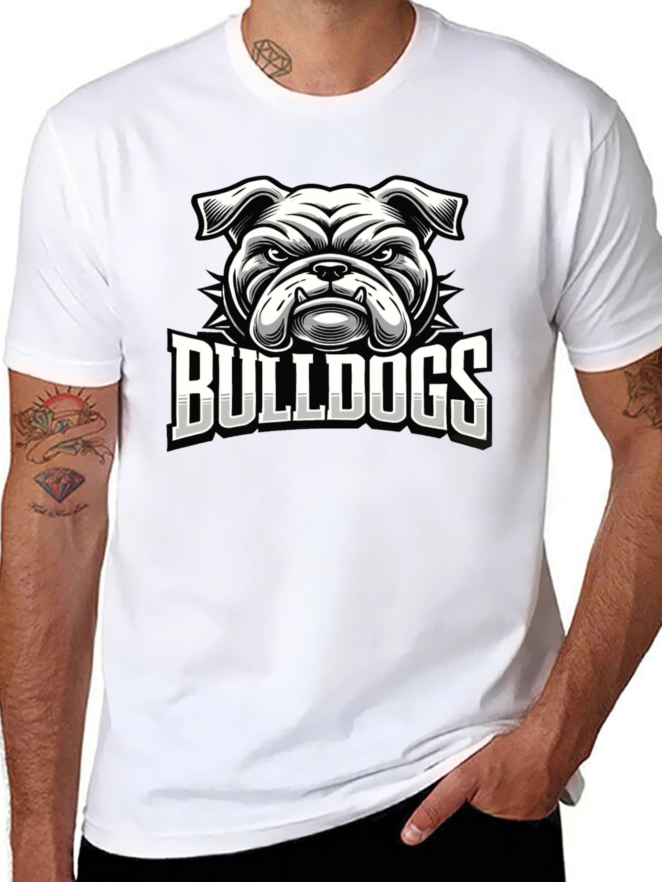 Bulldogs Graphic Print T-Shirt - Black