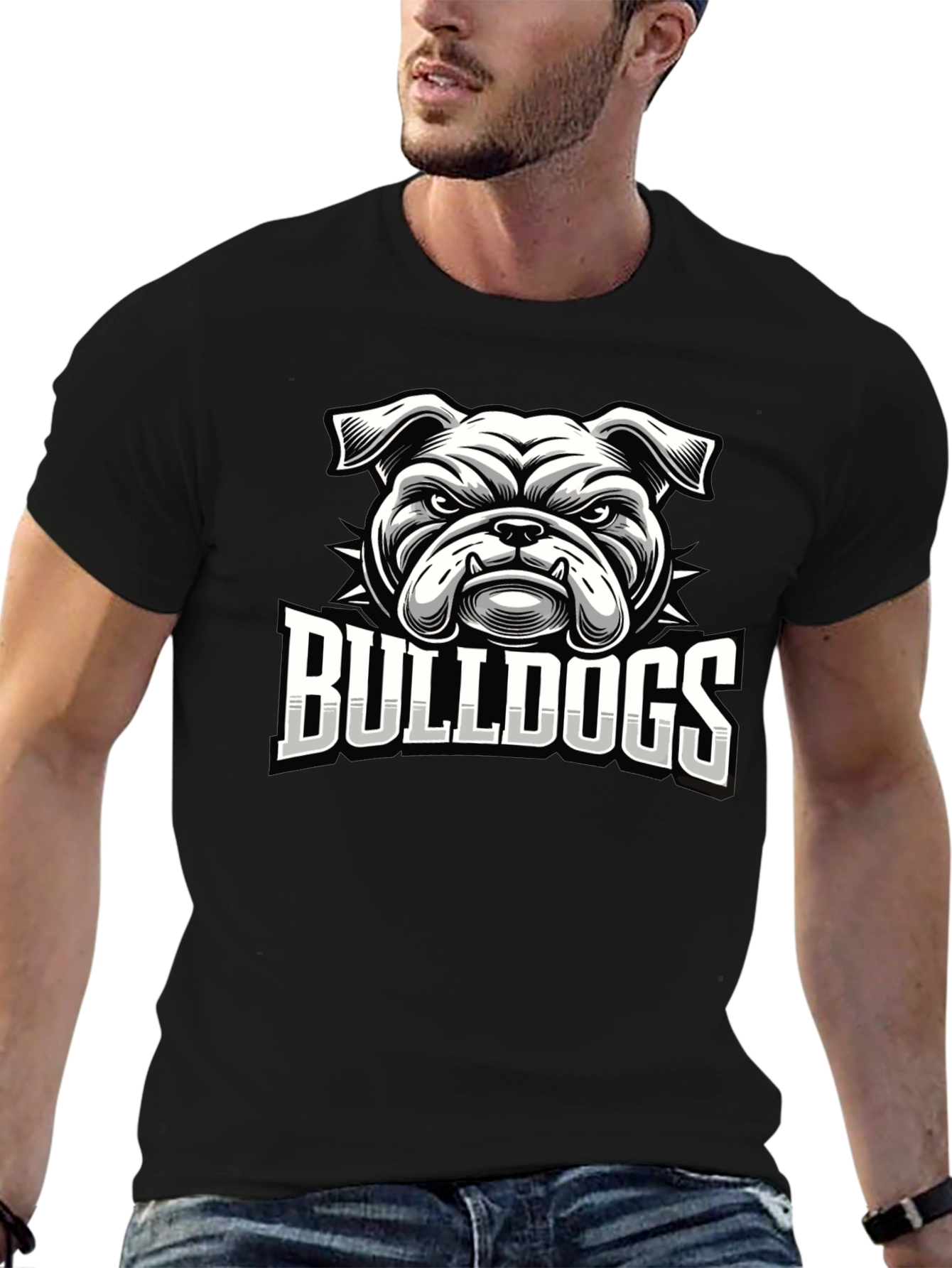 Bulldogs Graphic Print T-Shirt - Black