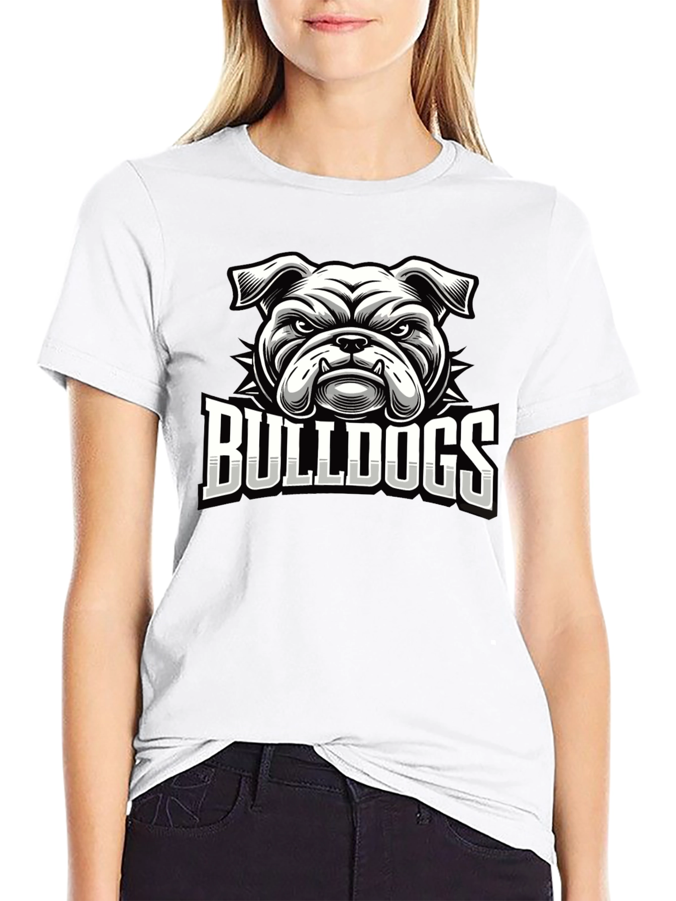 Bulldogs Graphic Print T-Shirt - Black