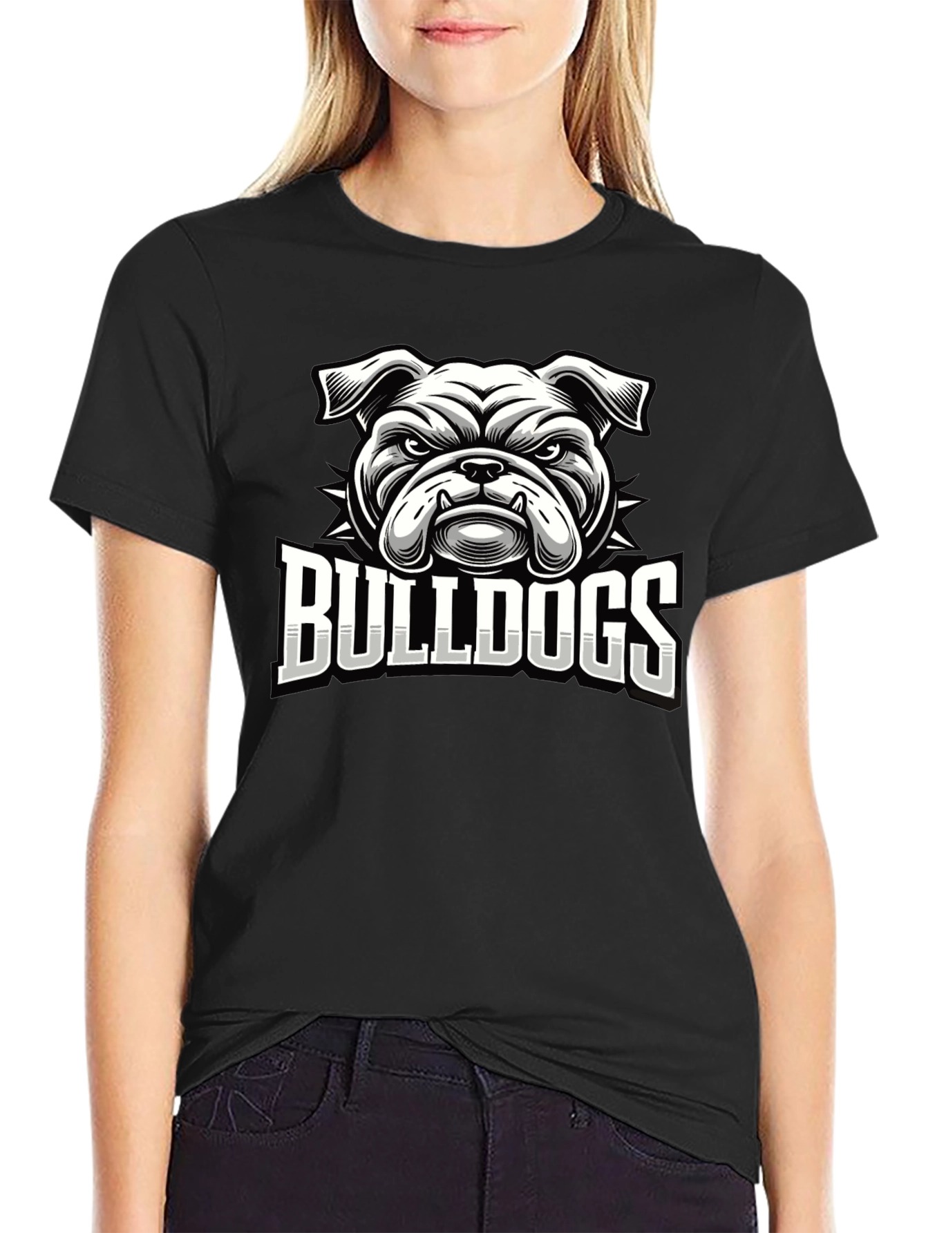 Bulldogs Graphic Print T-Shirt - Black
