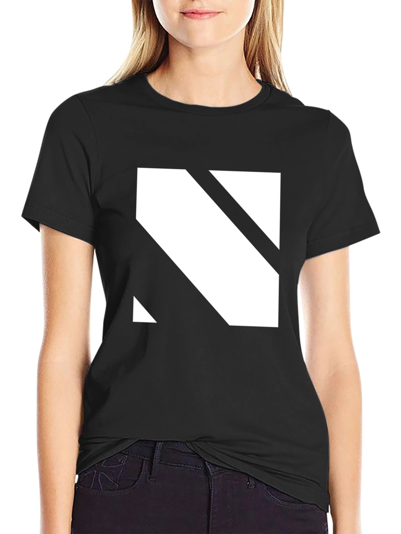Modern Black T-Shirt with Geometric White Graphic