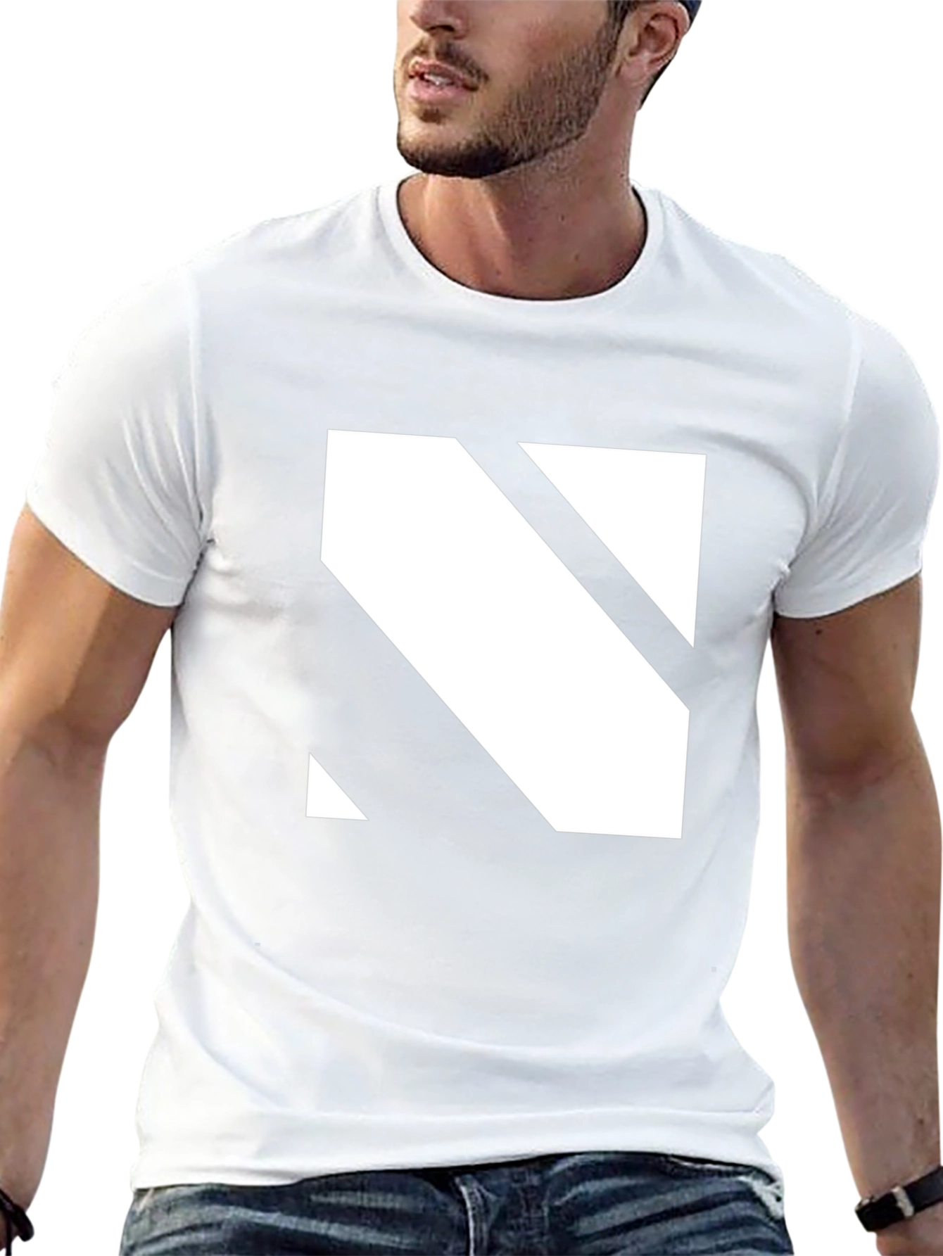 Modern Black T-Shirt with Geometric White Graphic
