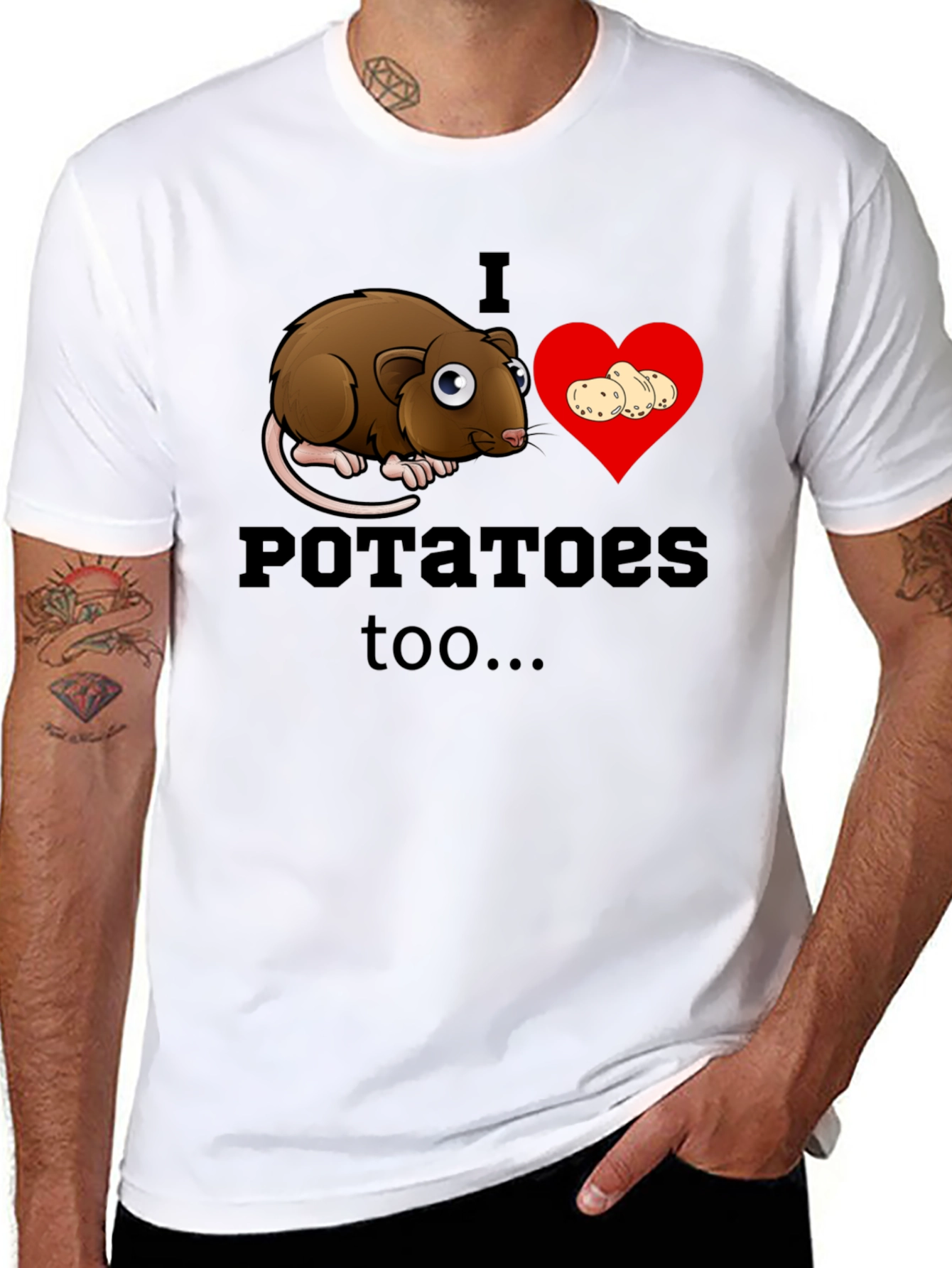 I Love Potatoes Rat T-Shirt