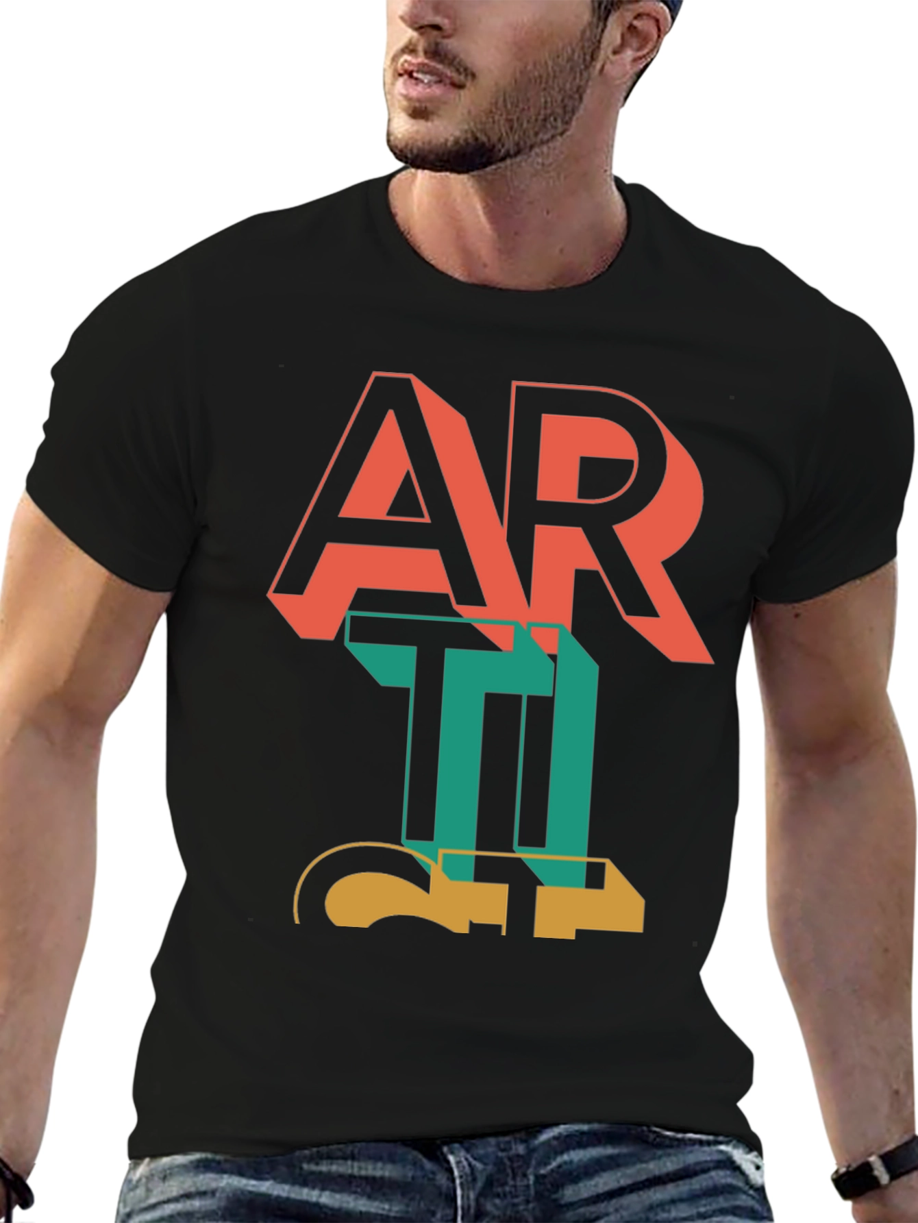 Retro Art Graphic Tee - Stylish Mens T-Shirt