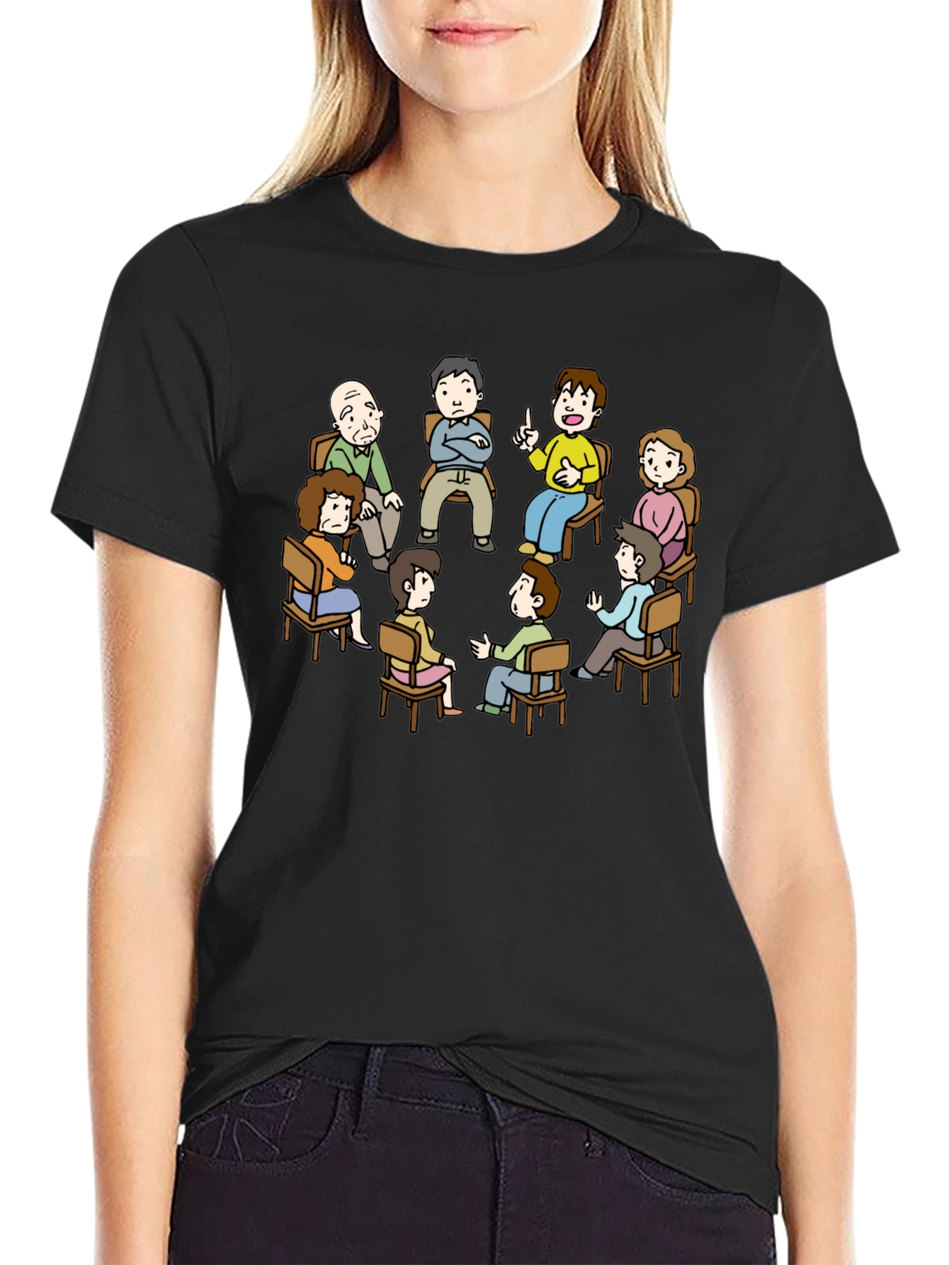 Cartoon Therapy Group Black T-Shirt