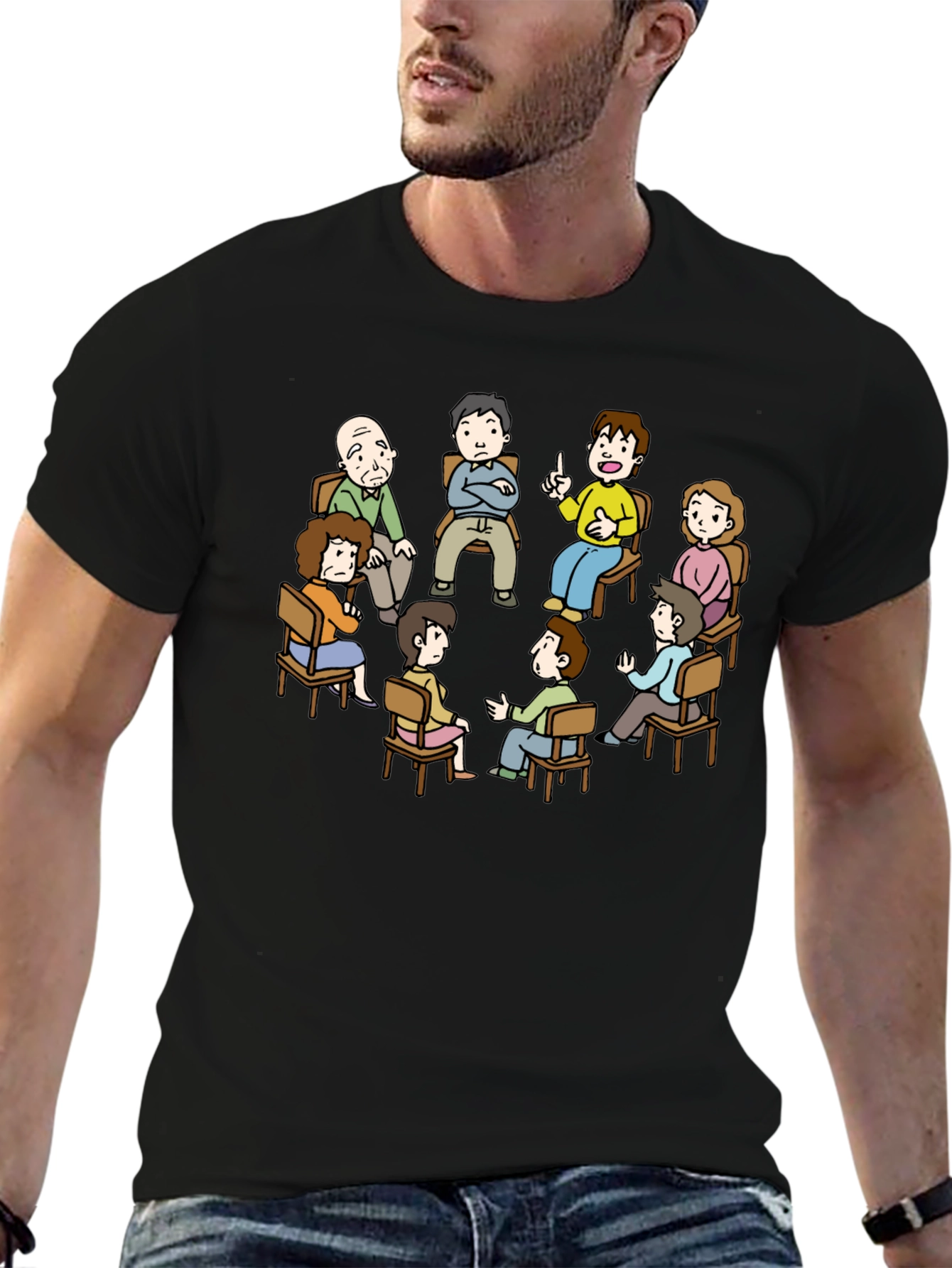 Cartoon Therapy Group Black T-Shirt