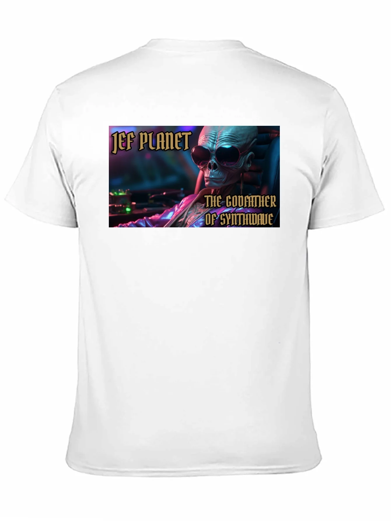 Jef Planet Godfather of Synthwave Black T-Shirt