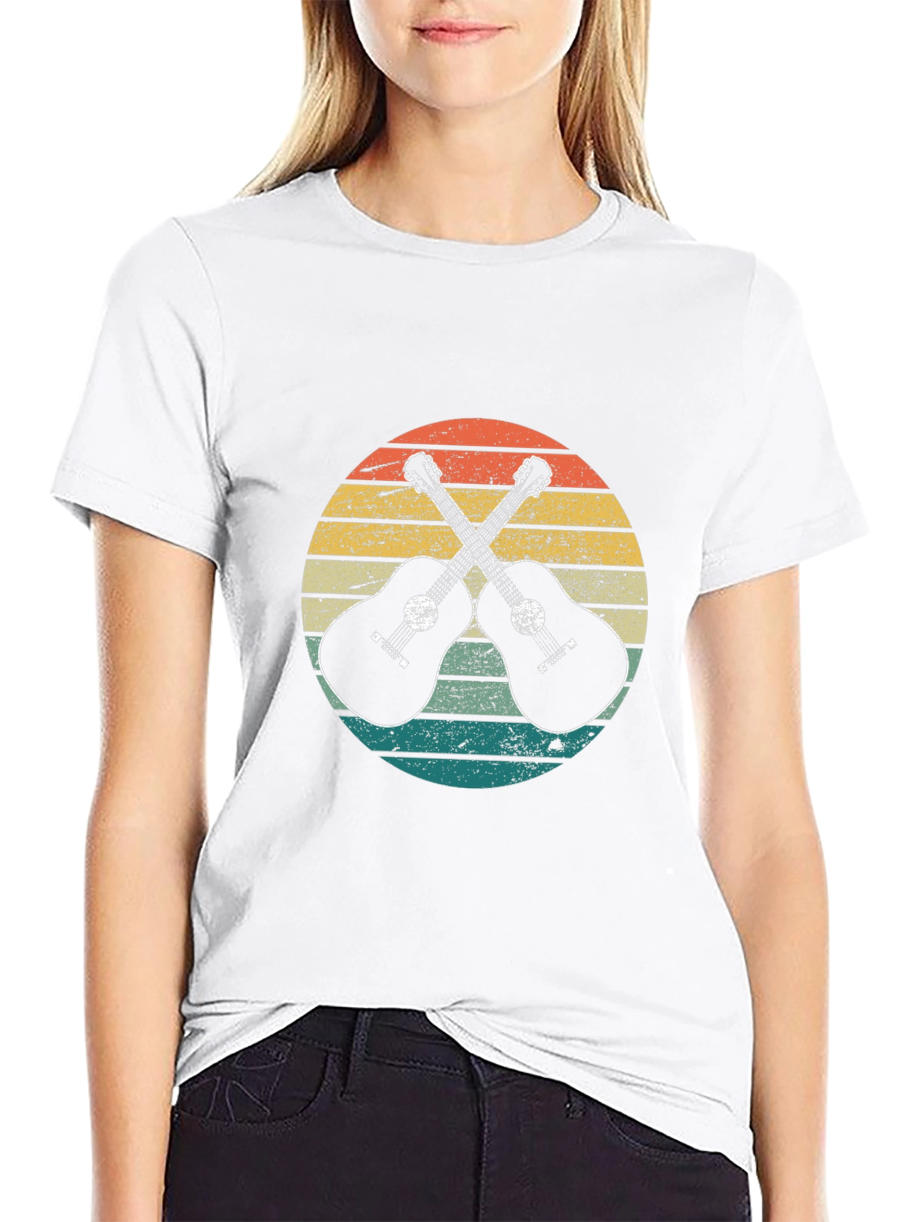 Retro Sunset Guitar Graphic T-Shirt - Music Lover Tee