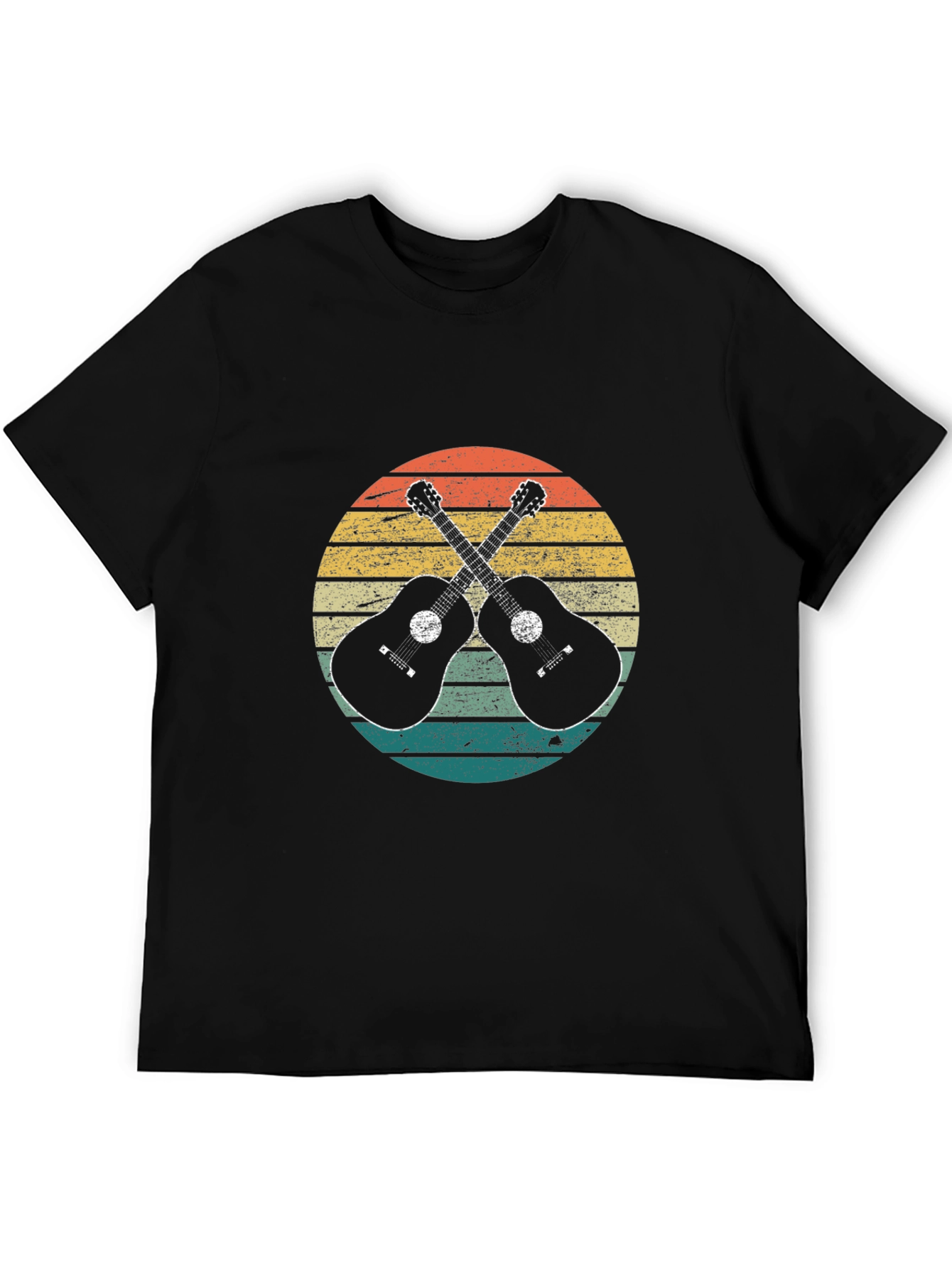 Retro Sunset Guitar Graphic T-Shirt - Music Lover Tee