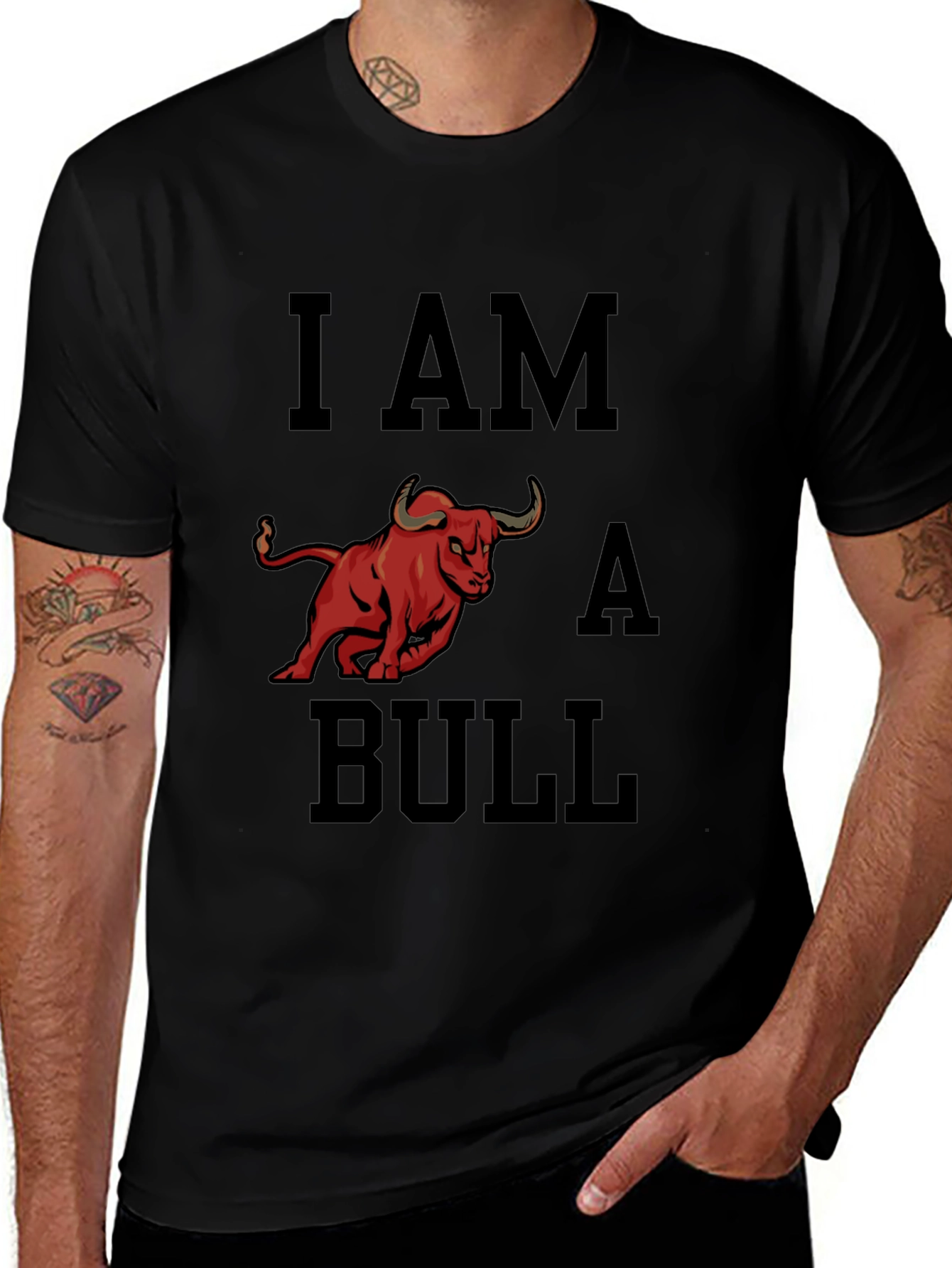 I Am A Bull Graphic Tee - Black