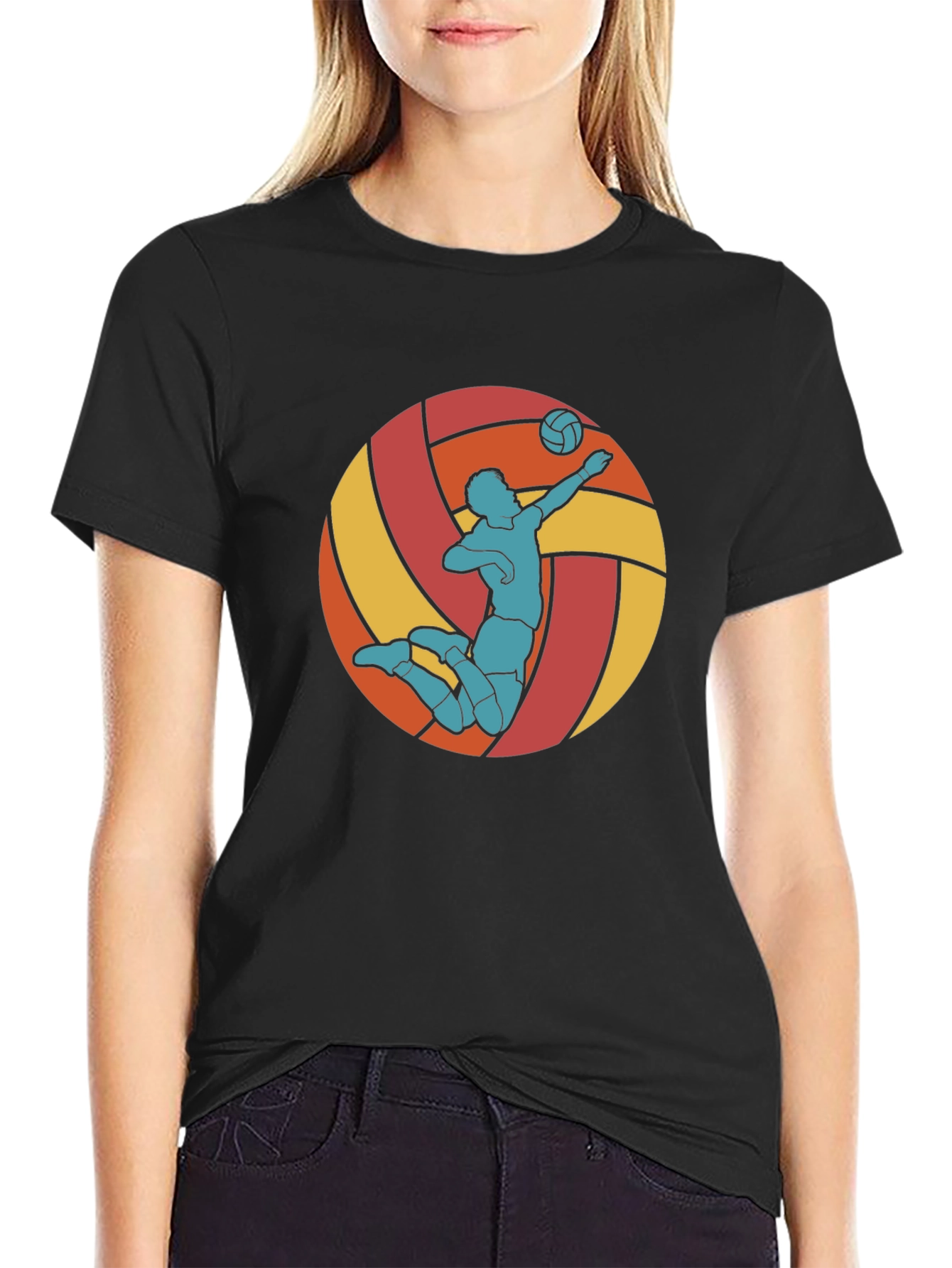 Volleyball Player Graphic Tee - Retro Style Design