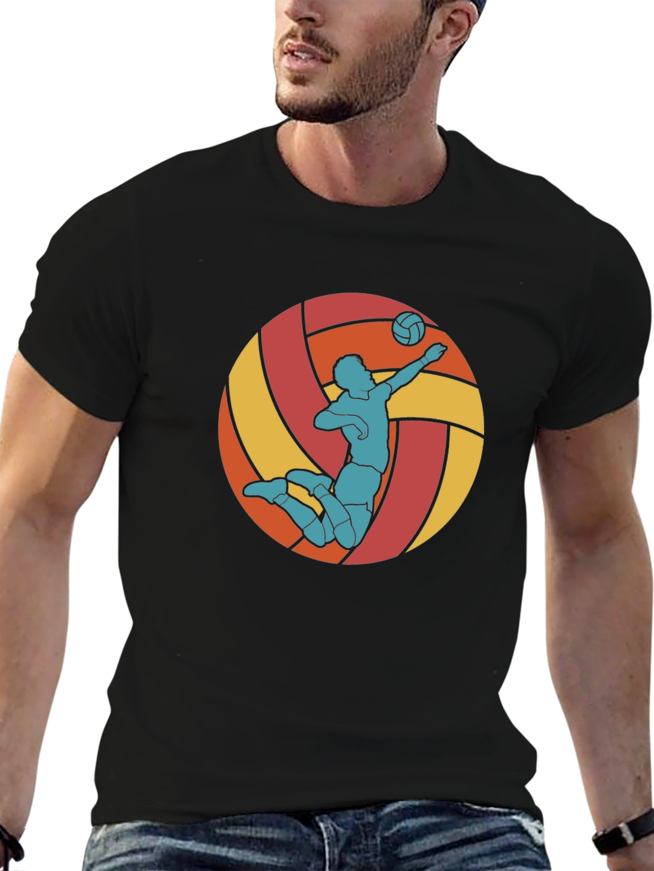 Volleyball Player Graphic Tee - Retro Style Design