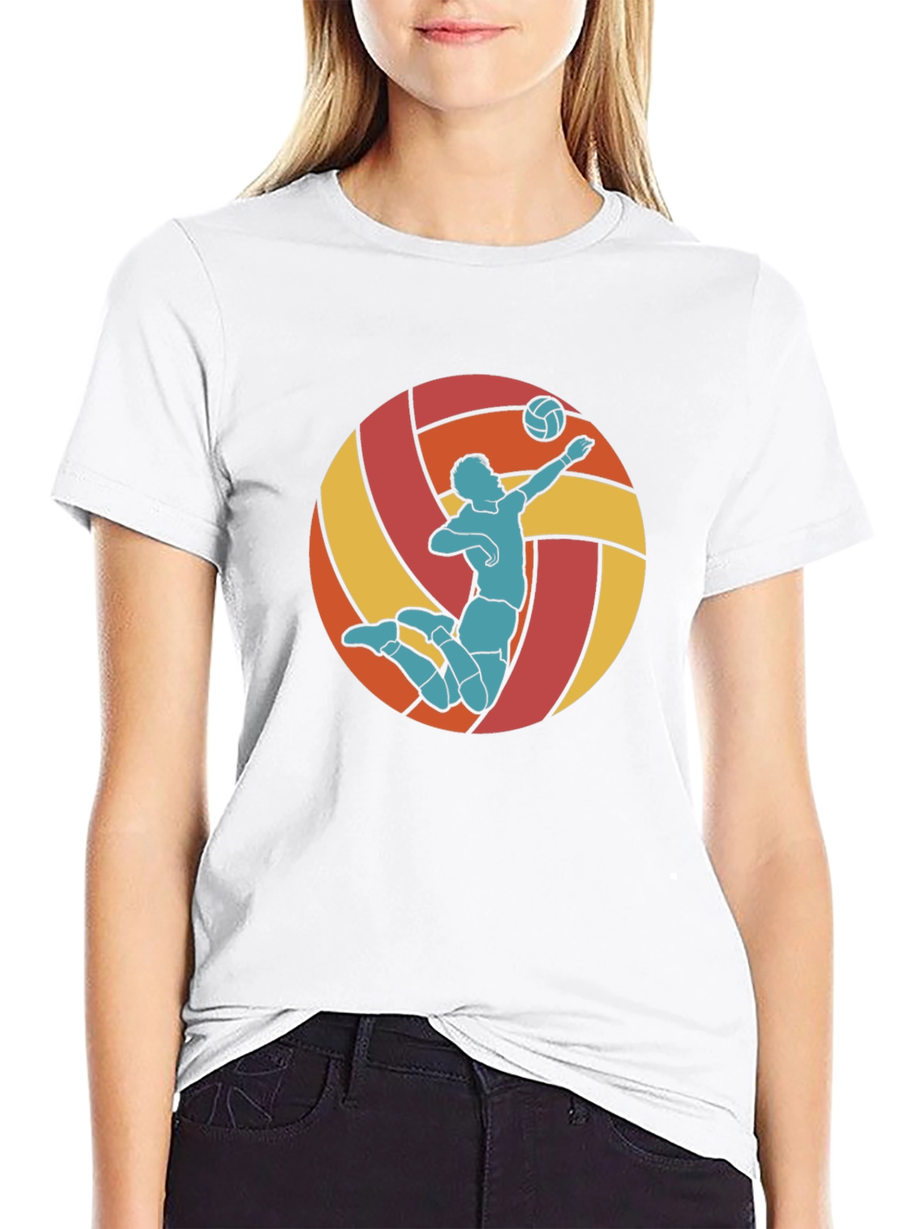 Volleyball Player Graphic Tee - Retro Style Design