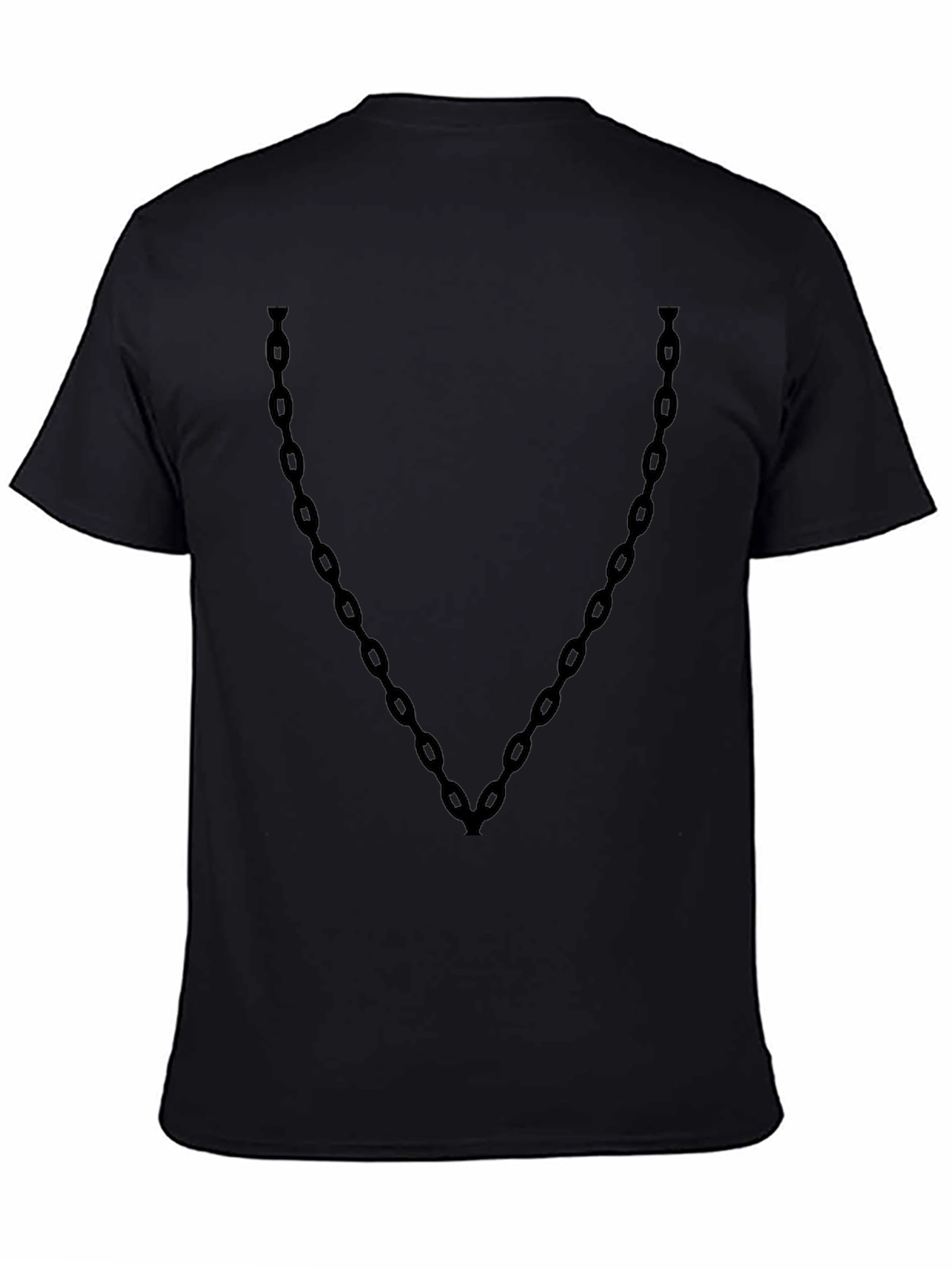 Mens Black Chain V-Neck T-Shirt