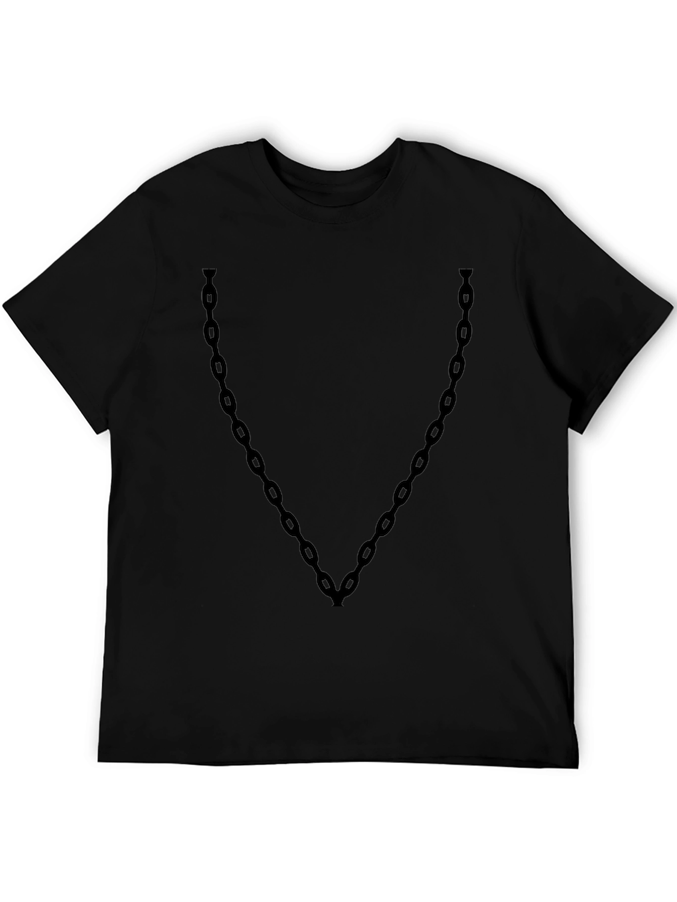 Mens Black Chain V-Neck T-Shirt