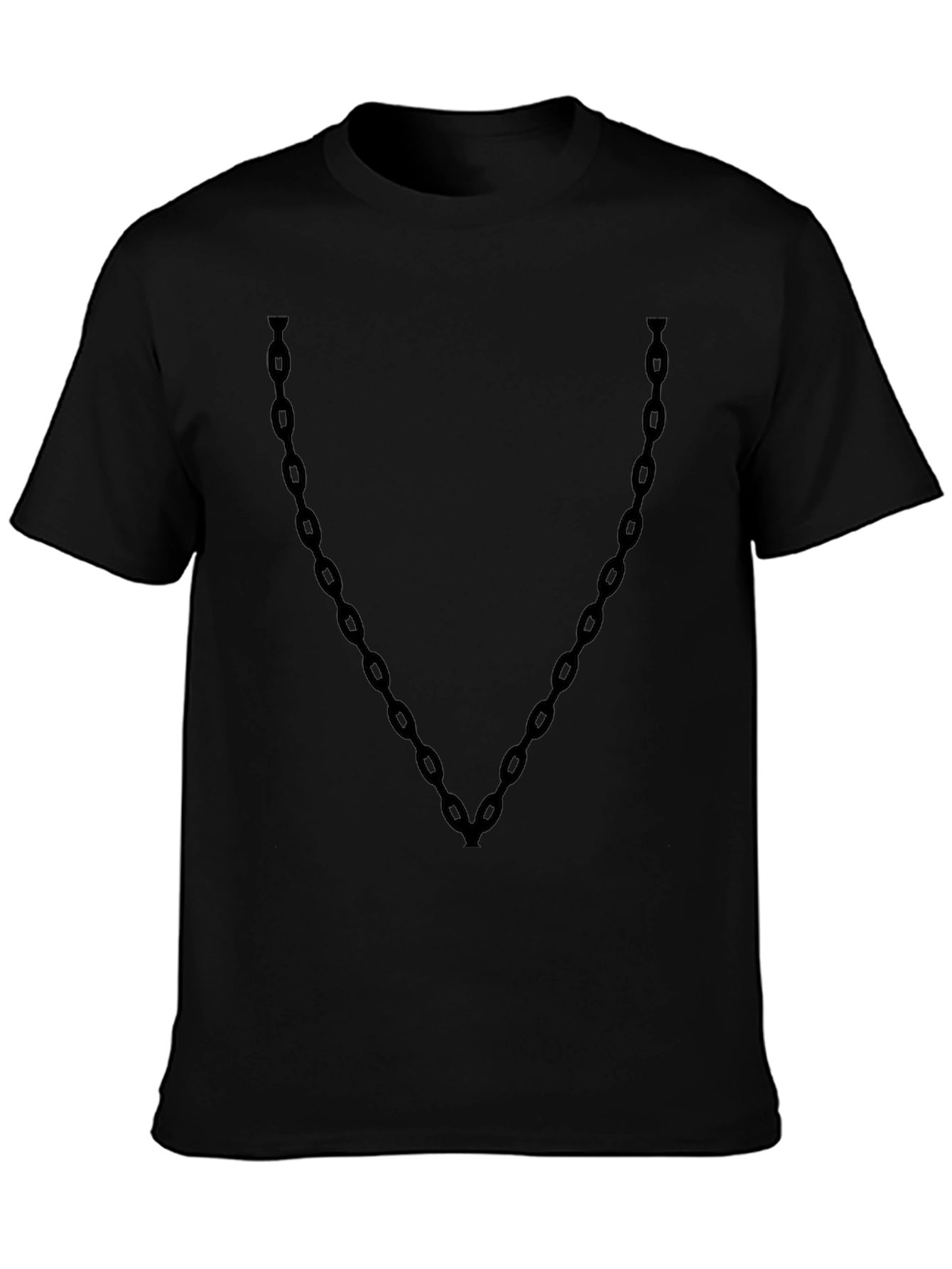 Mens Black Chain V-Neck T-Shirt