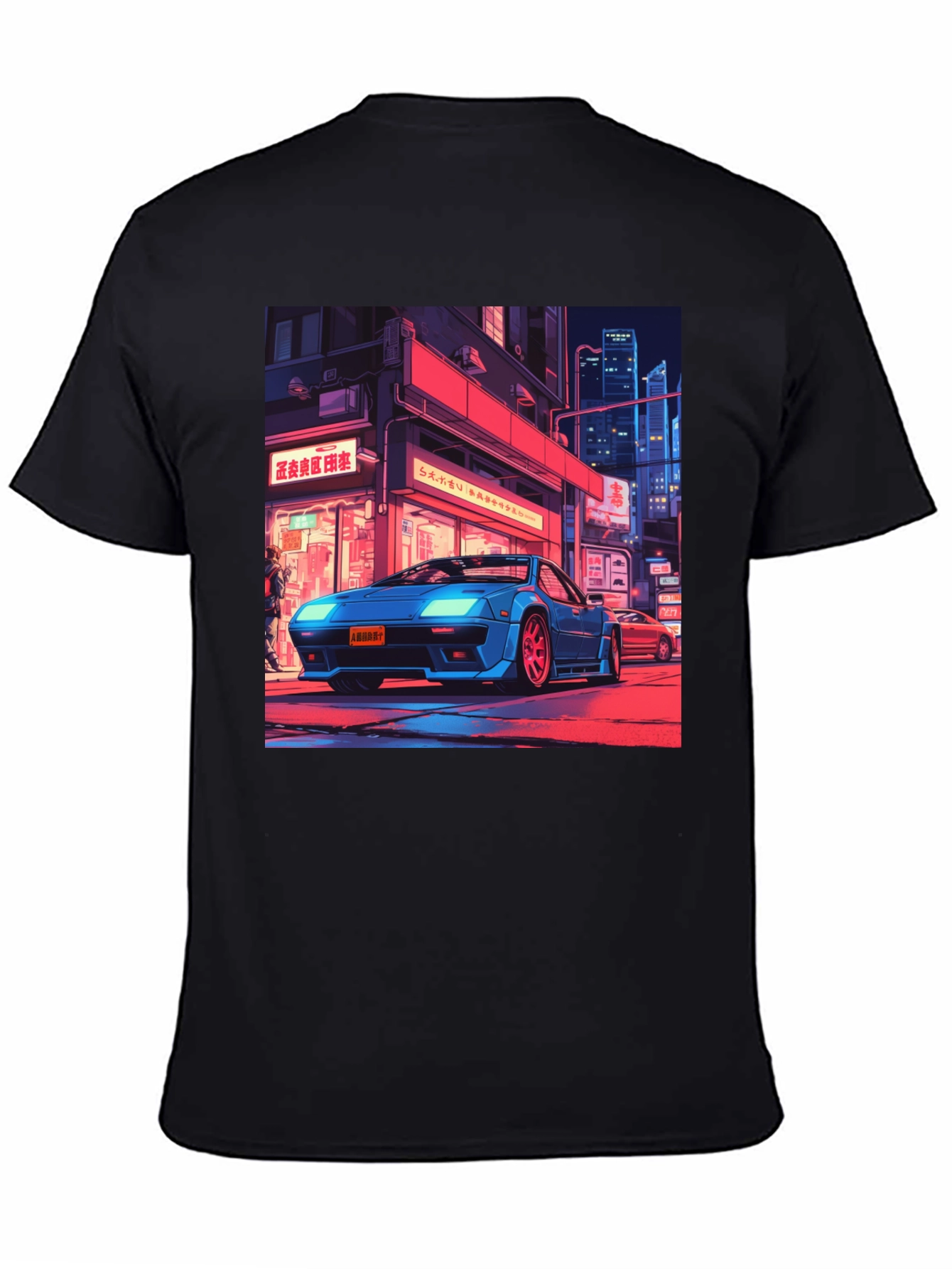 Retro Car Graphic Tee - Black Cotton T-Shirt