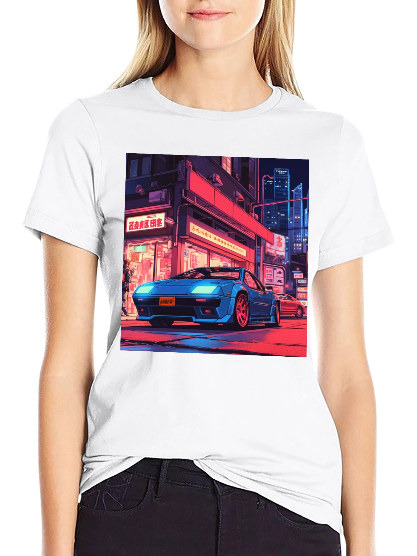 Retro Car Graphic Tee - Black Cotton T-Shirt