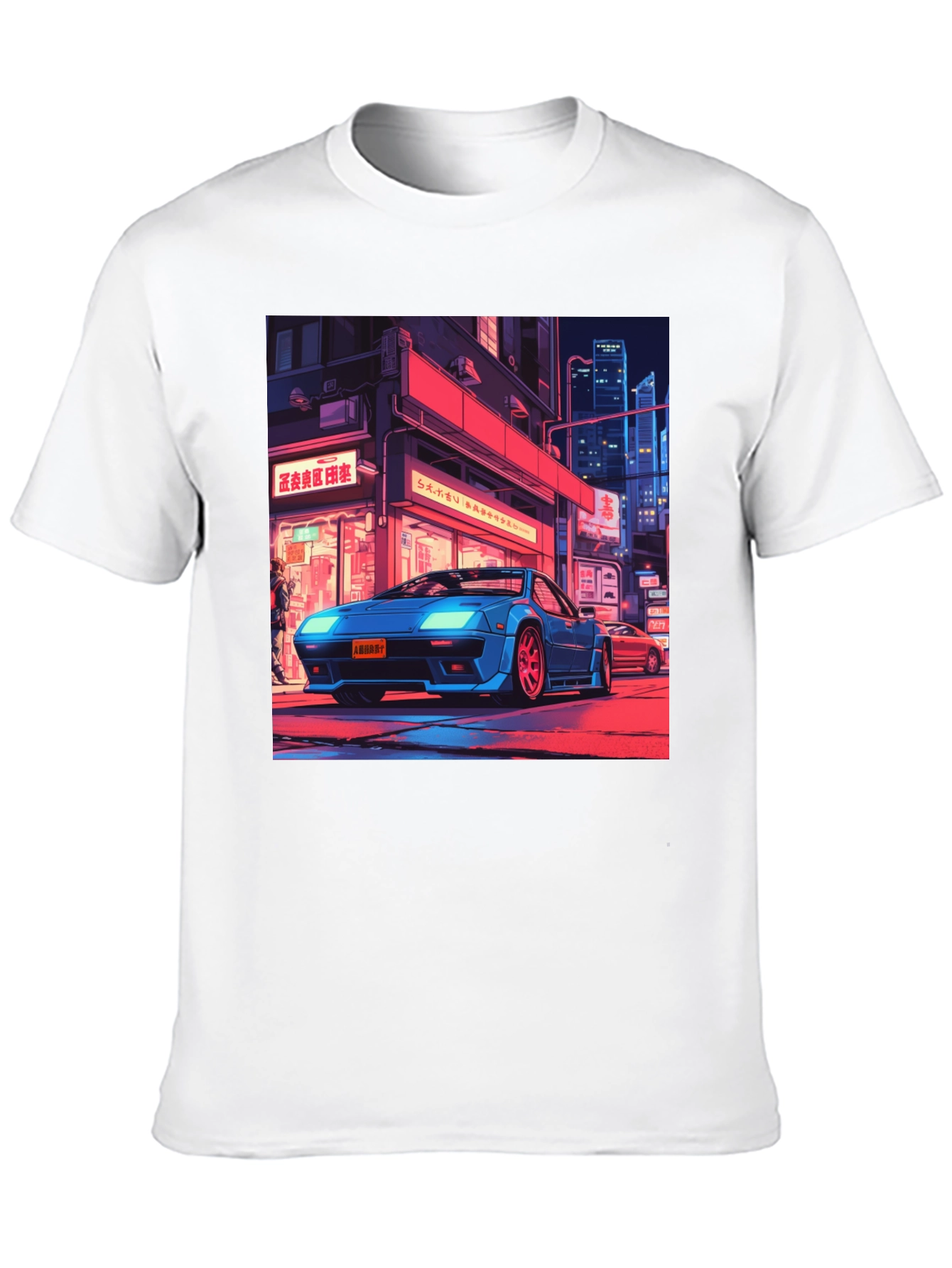 Retro Car Graphic Tee - Black Cotton T-Shirt