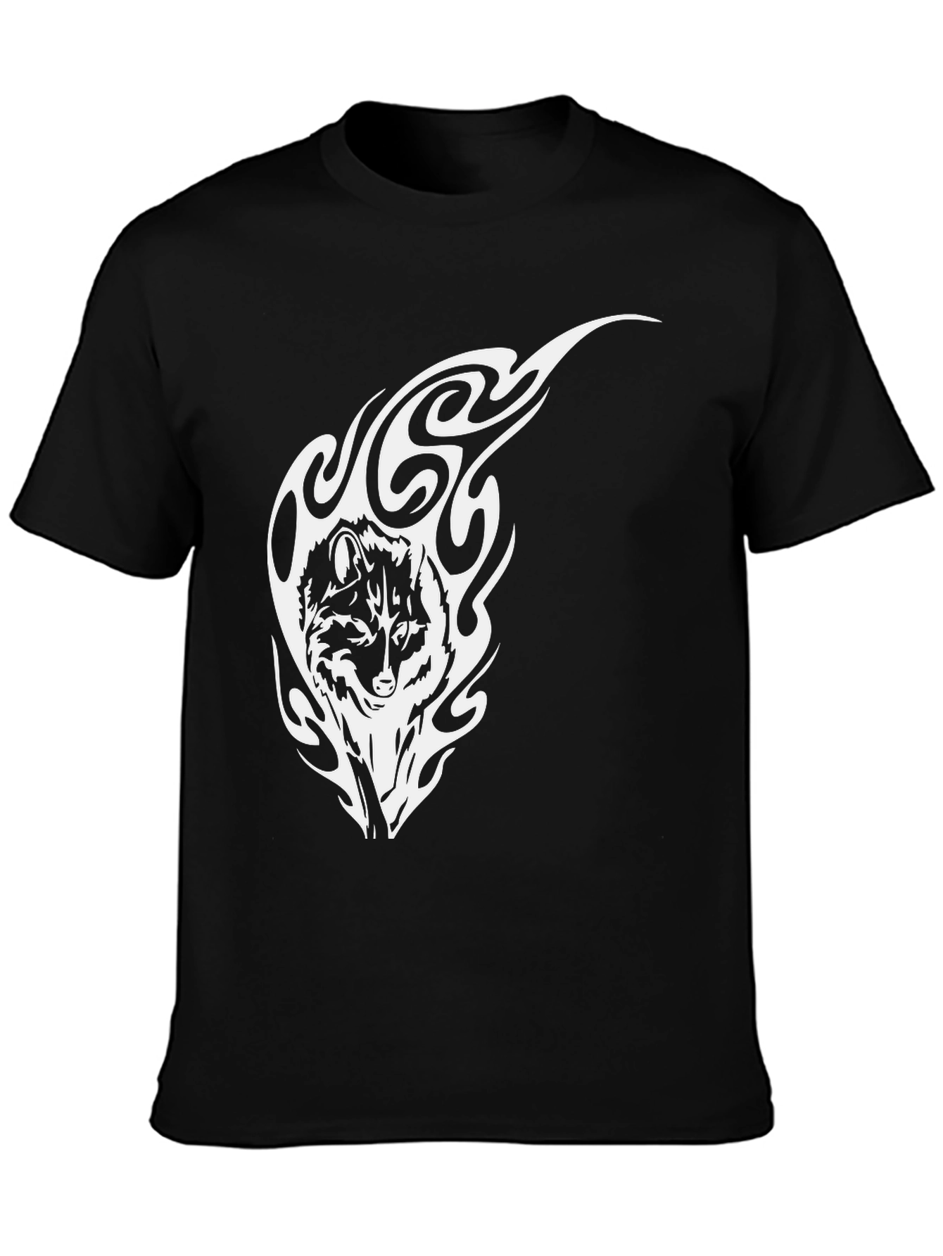 Wolf Flame Graphic Black T-Shirt