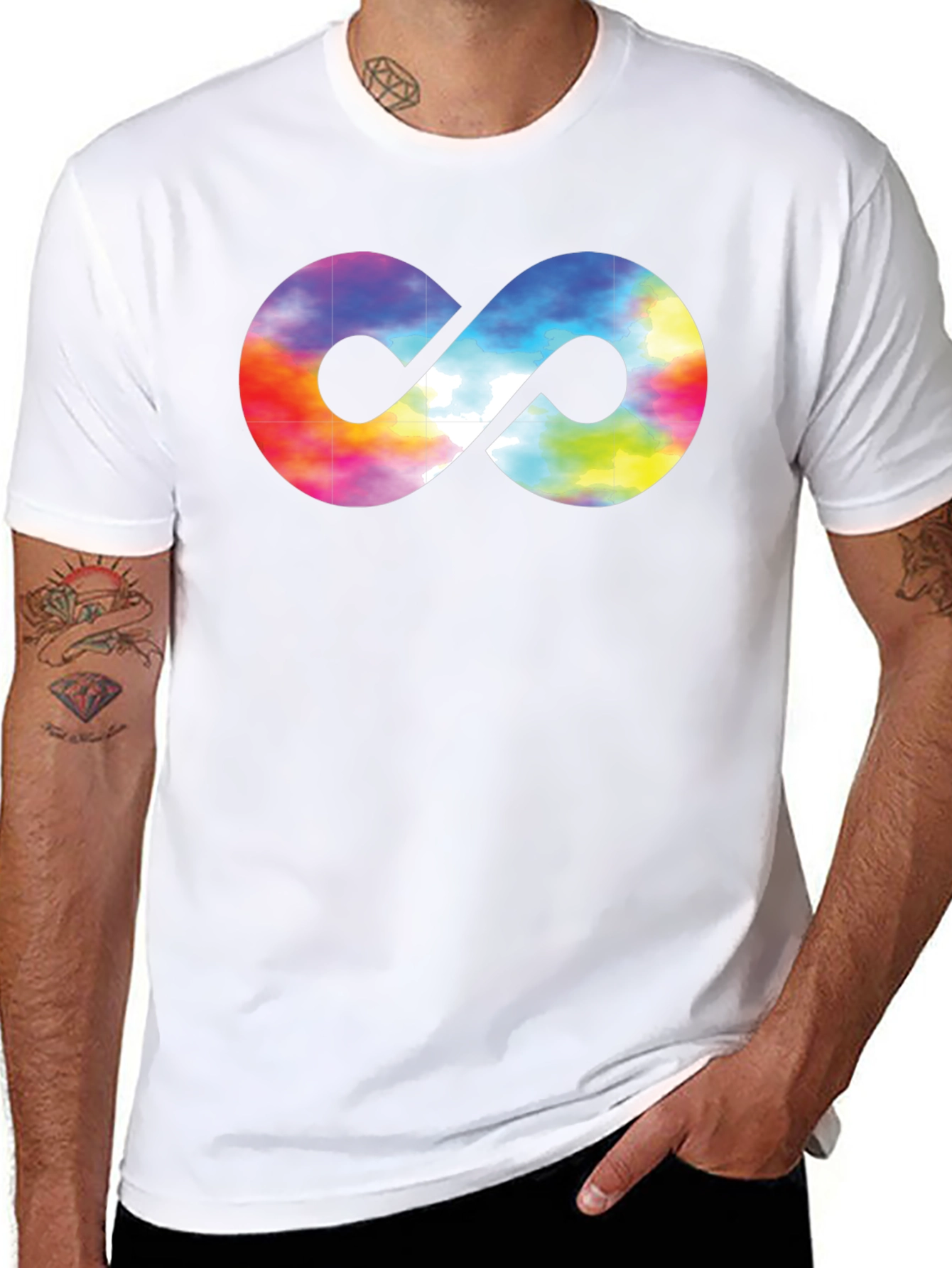 Tie-Dye Infinity Symbol Graphic Black T-Shirt