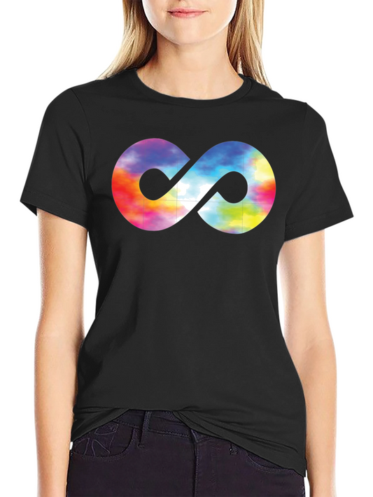 Tie-Dye Infinity Symbol Graphic Black T-Shirt