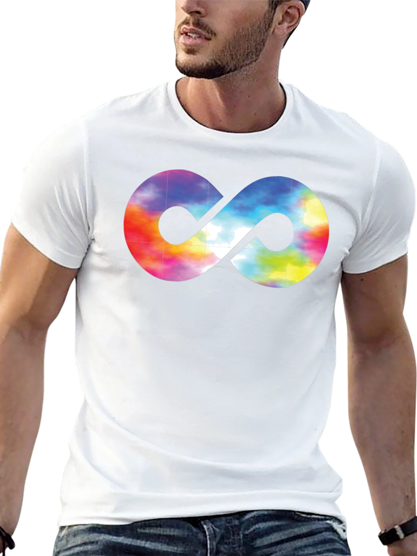 Tie-Dye Infinity Symbol Graphic Black T-Shirt