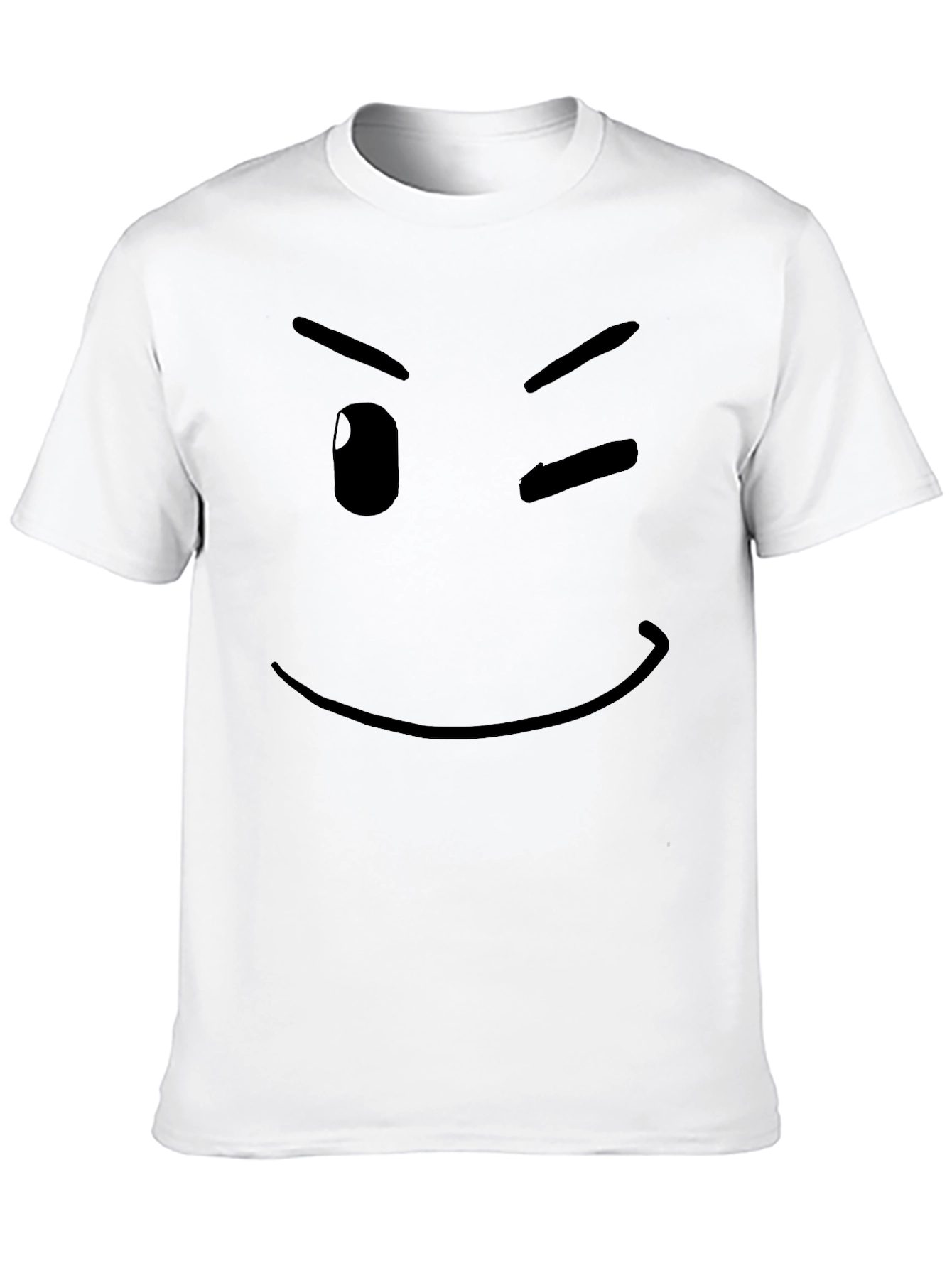 Winking Face Graphic T-Shirt - Casual Black Tee
