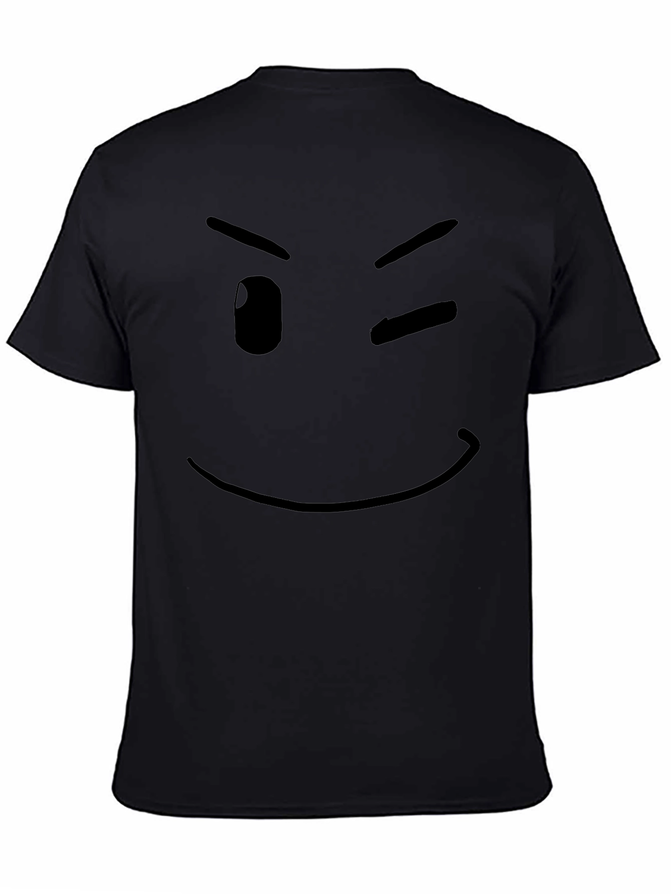 Winking Face Graphic T-Shirt - Casual Black Tee