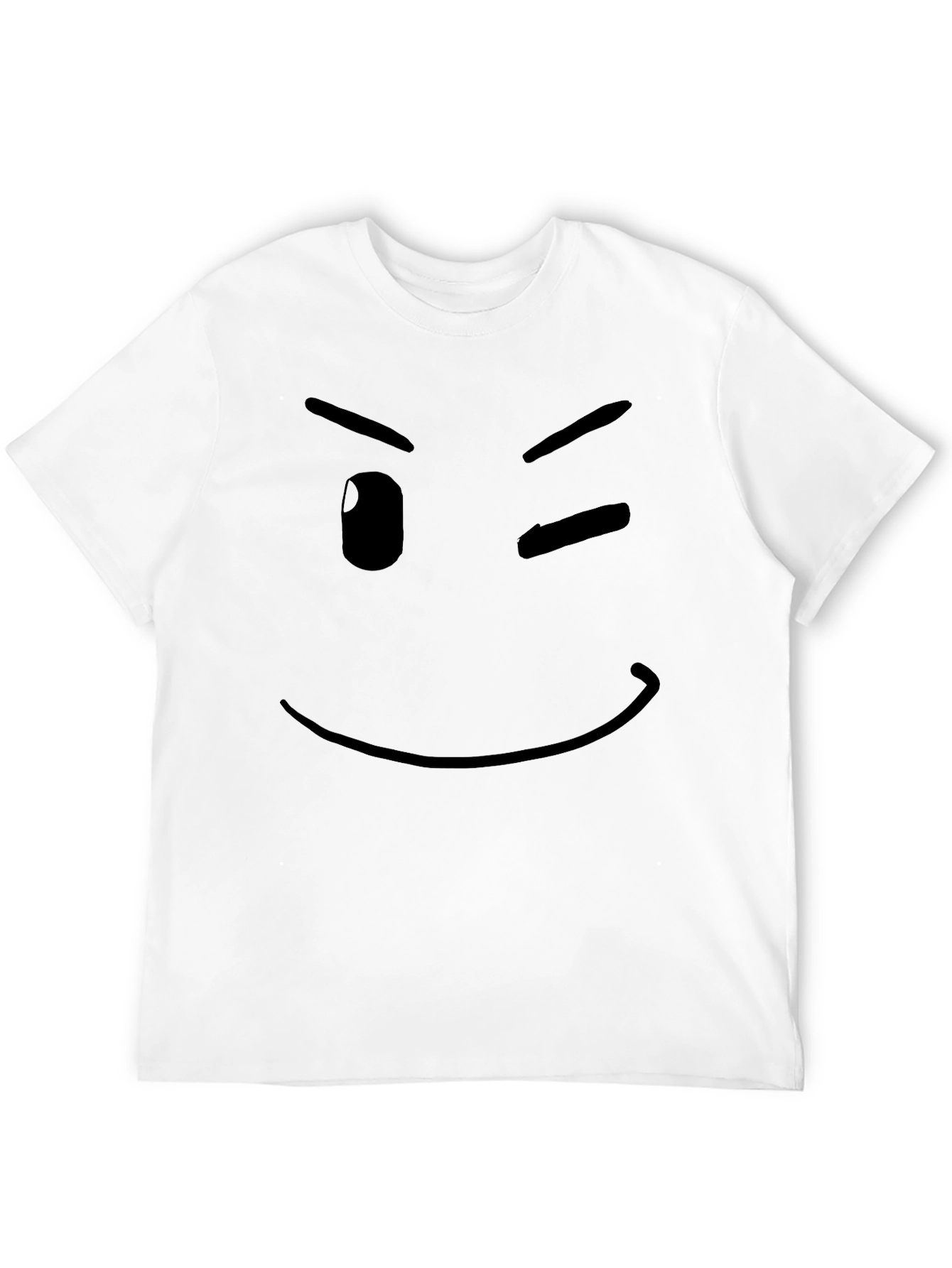 Winking Face Graphic T-Shirt - Casual Black Tee