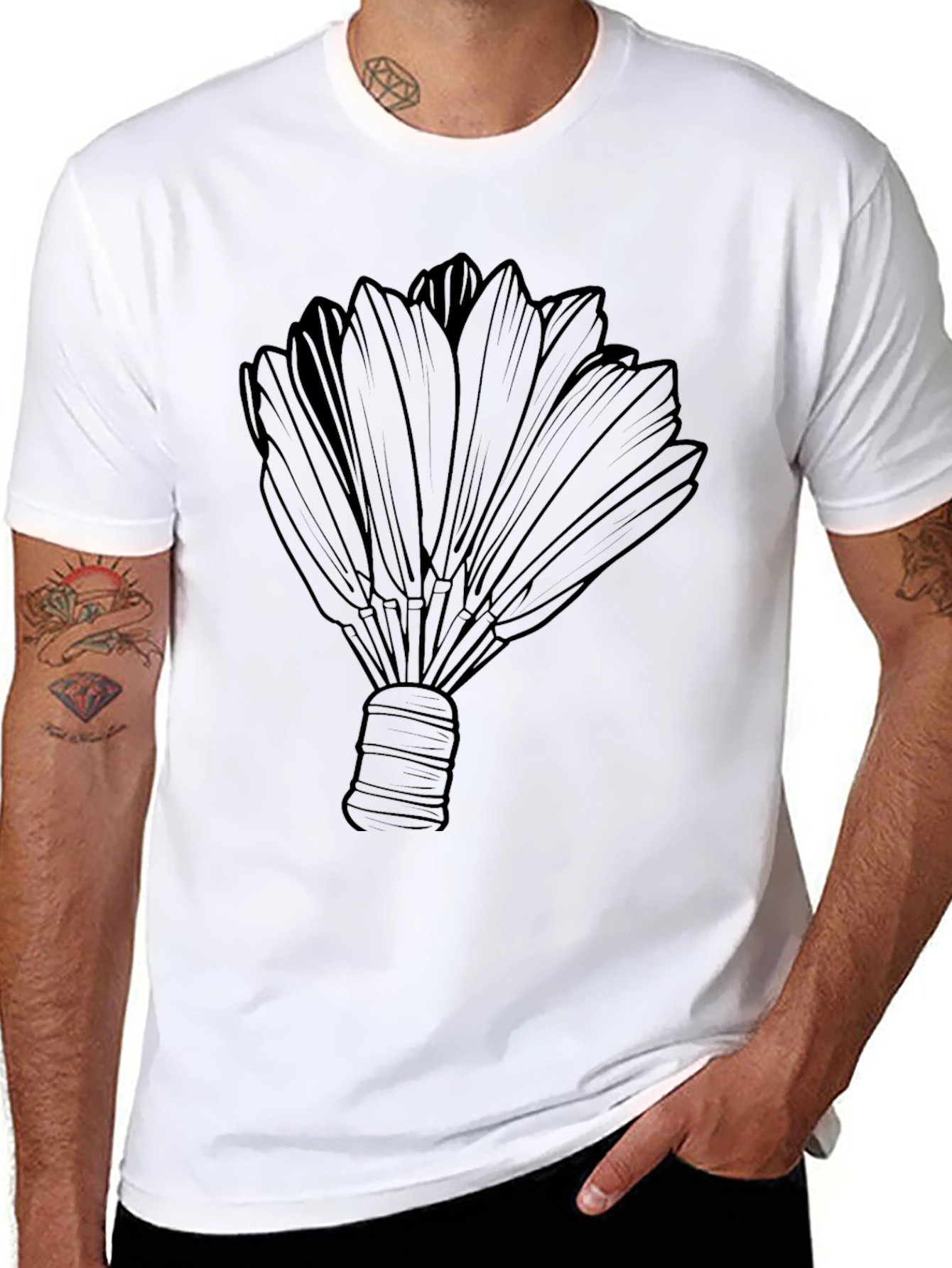 Black Badminton Shuttlecock Graphic Tee