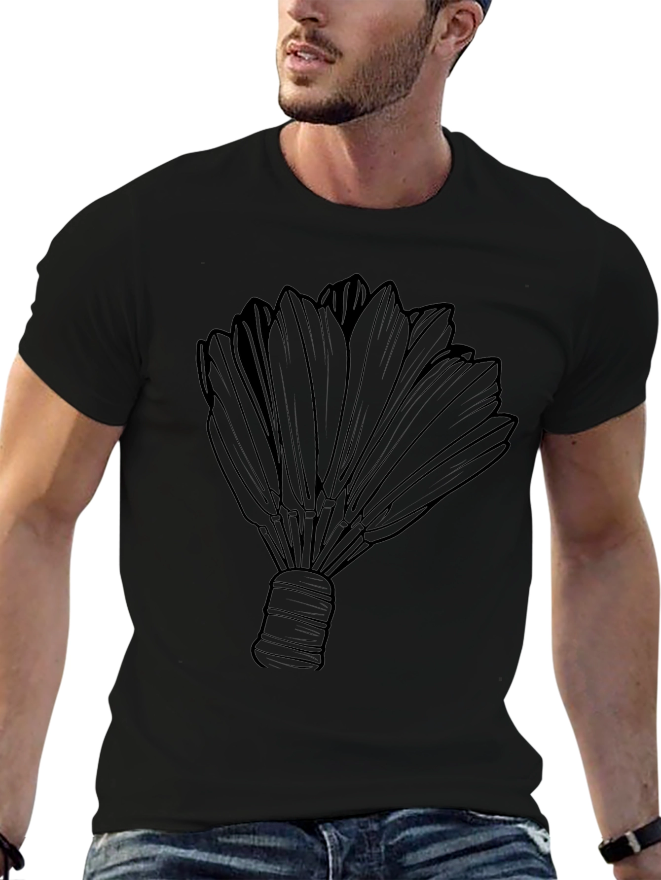Black Badminton Shuttlecock Graphic Tee