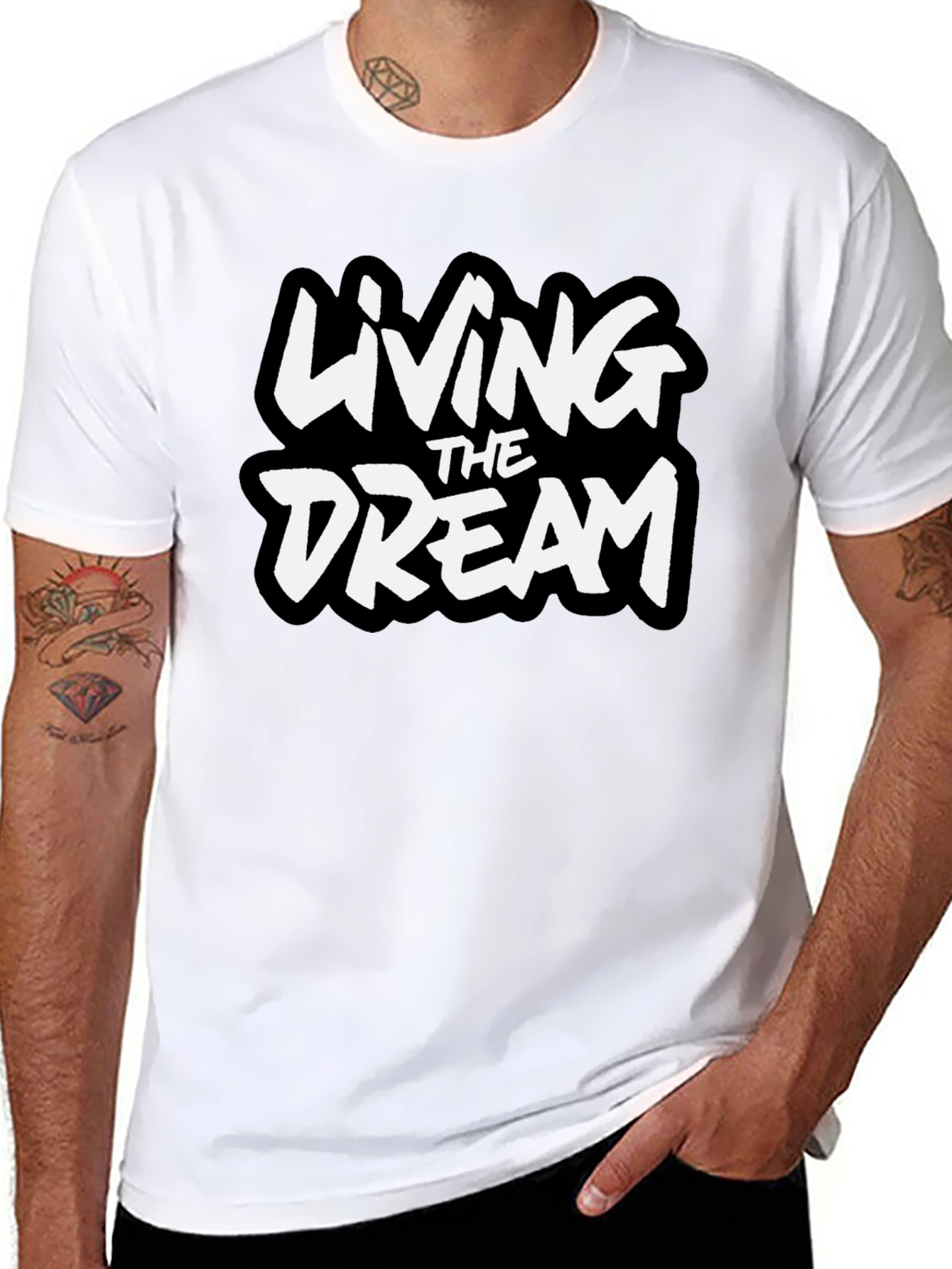 Living The Dream Graphic Tee - Black Cotton Blend