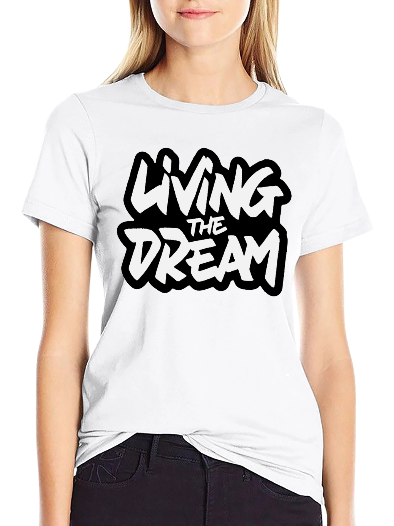 Living The Dream Graphic Tee - Black Cotton Blend