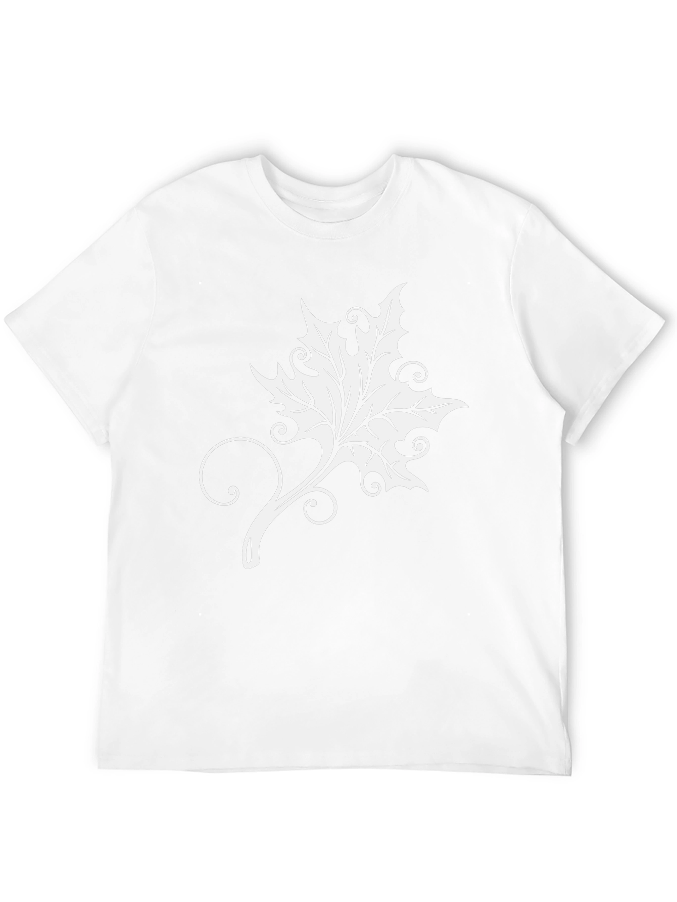 Elegant Leaf Graphic Tee - Soft Black Cotton Blend