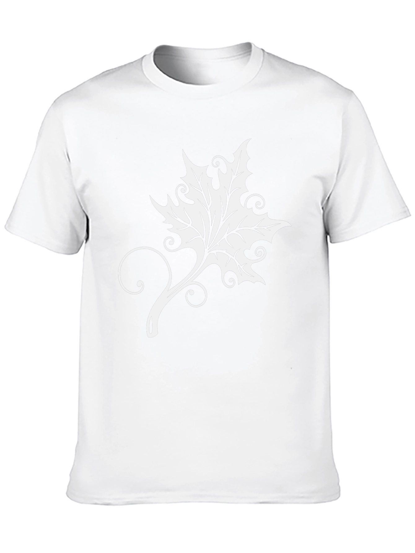 Elegant Leaf Graphic Tee - Soft Black Cotton Blend