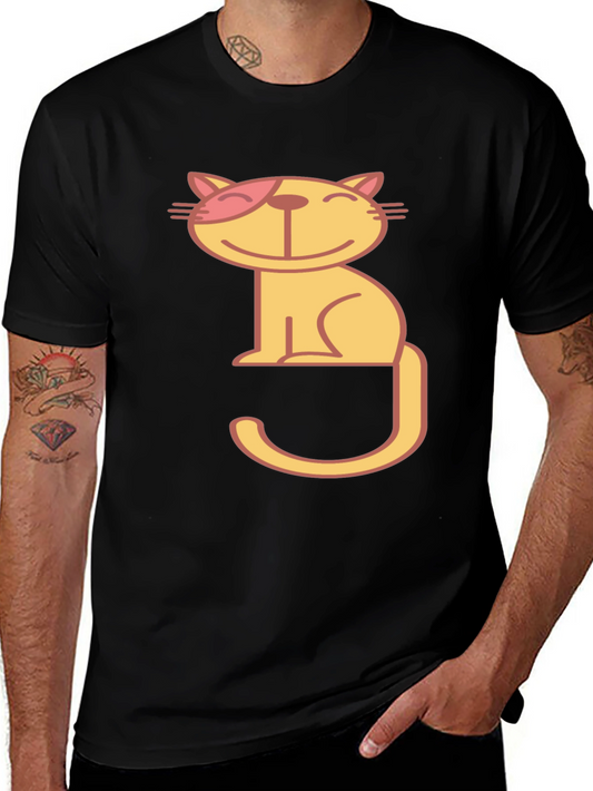Winking Cat Graphic Tee - Black Cotton T-Shirt