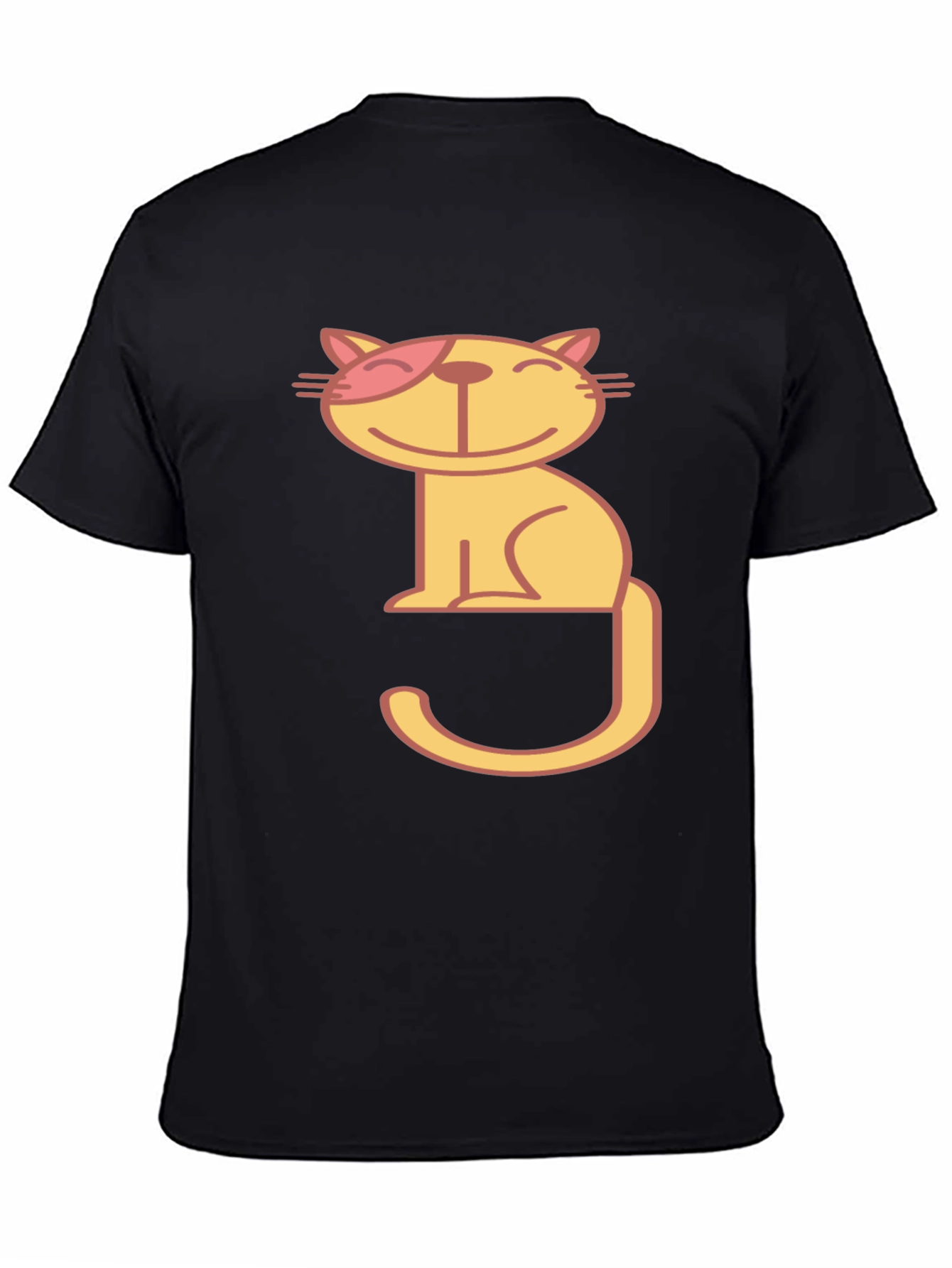 Winking Cat Graphic Tee - Black Cotton T-Shirt