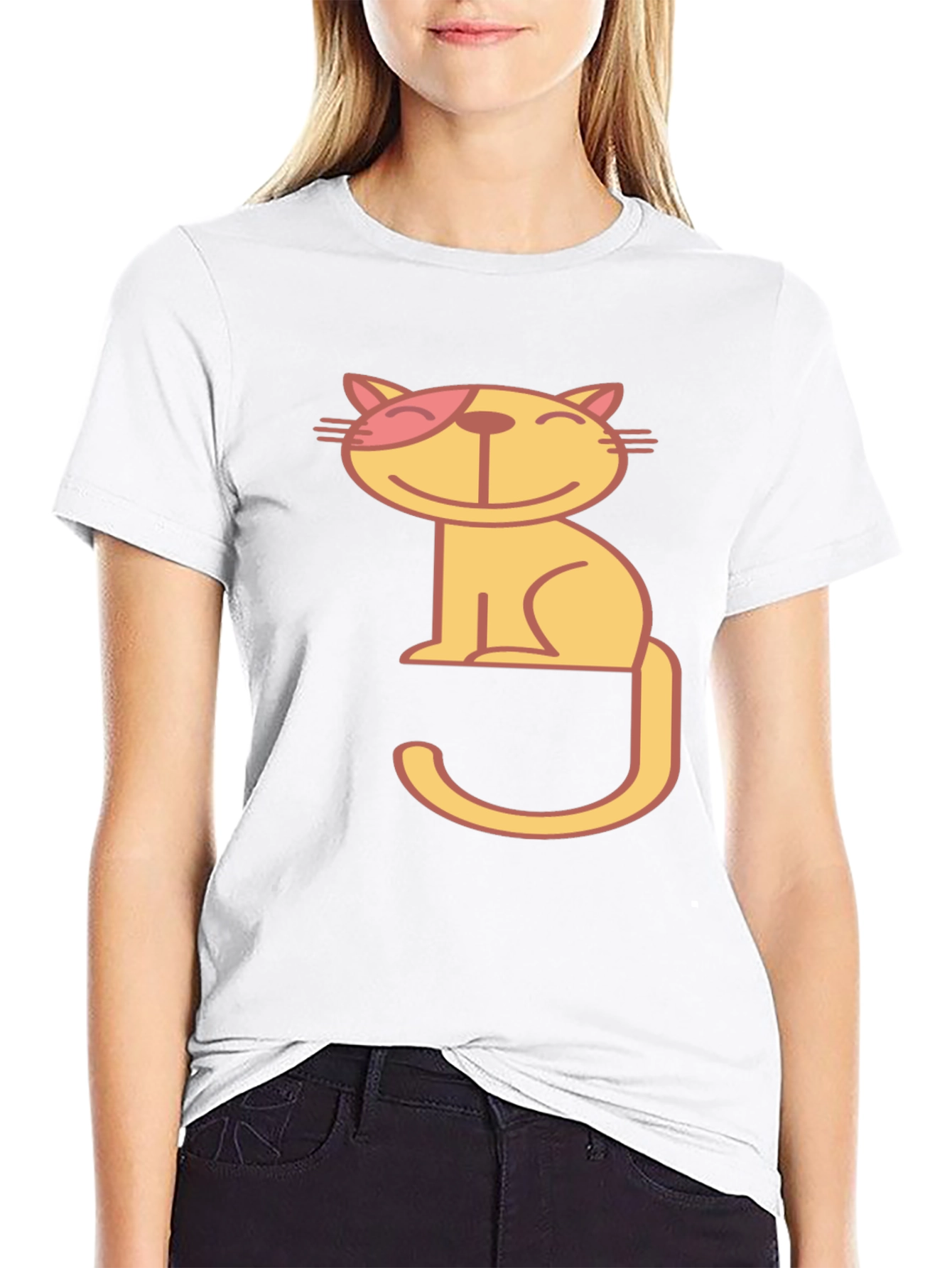 Winking Cat Graphic Tee - Black Cotton T-Shirt