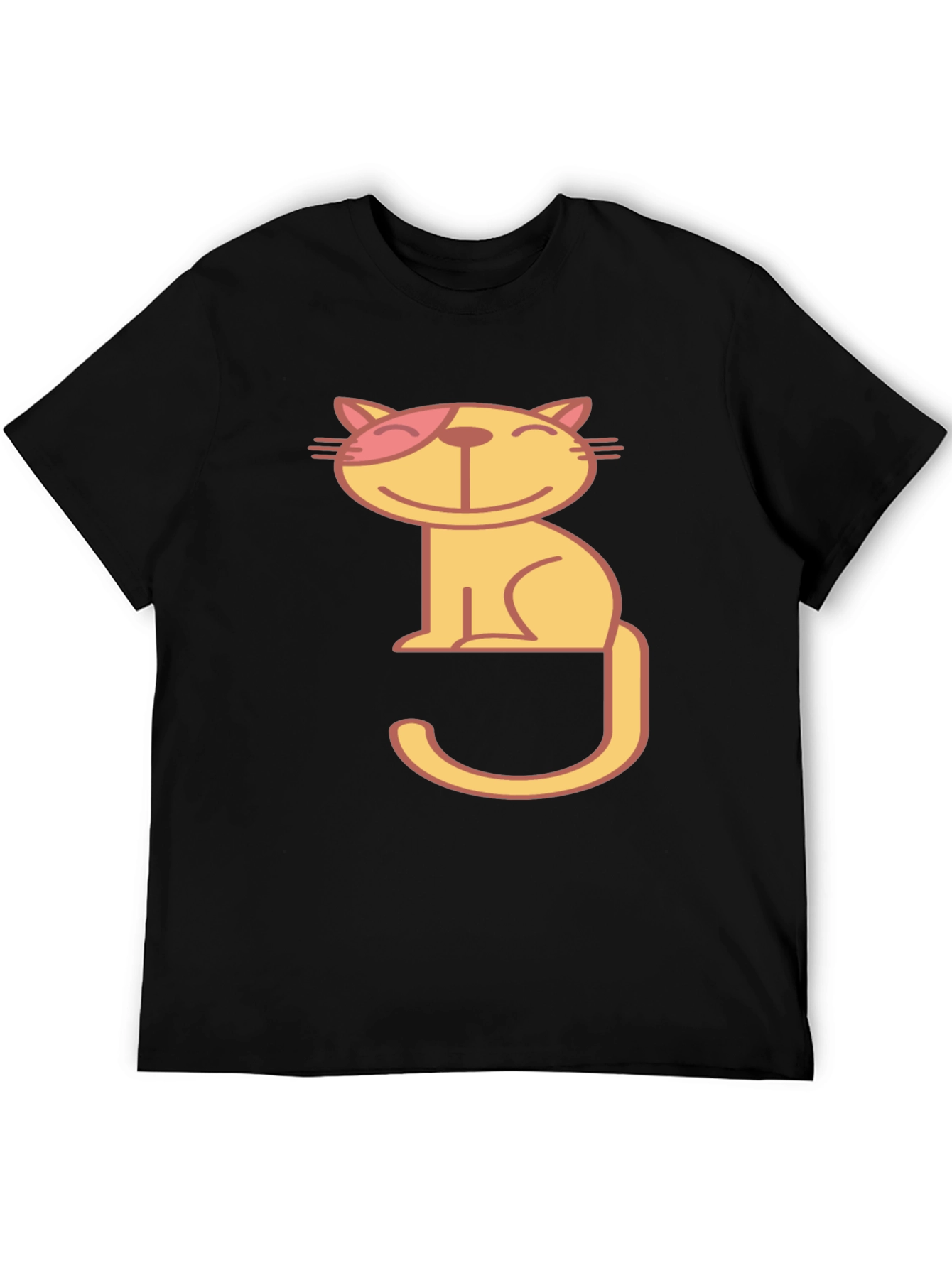 Winking Cat Graphic Tee - Black Cotton T-Shirt