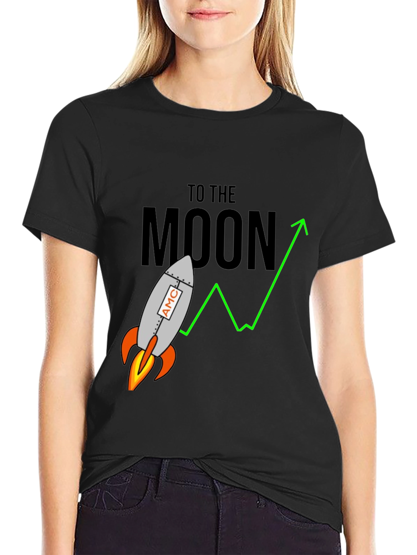 AMC To The Moon Rocket Graphic T-Shirt
