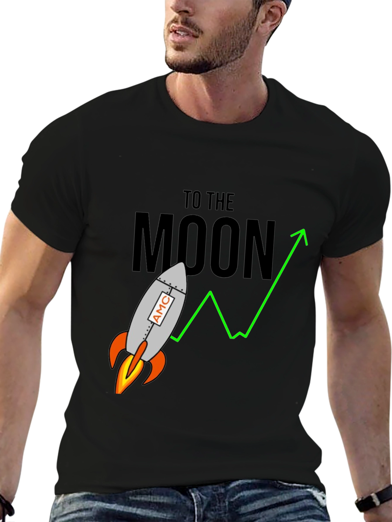 AMC To The Moon Rocket Graphic T-Shirt