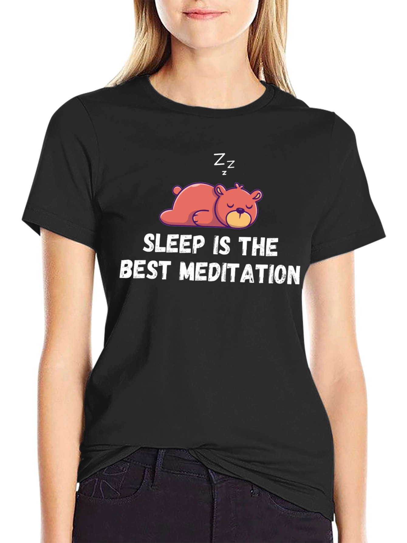 Sleep Is The Best Meditation Black T-Shirt