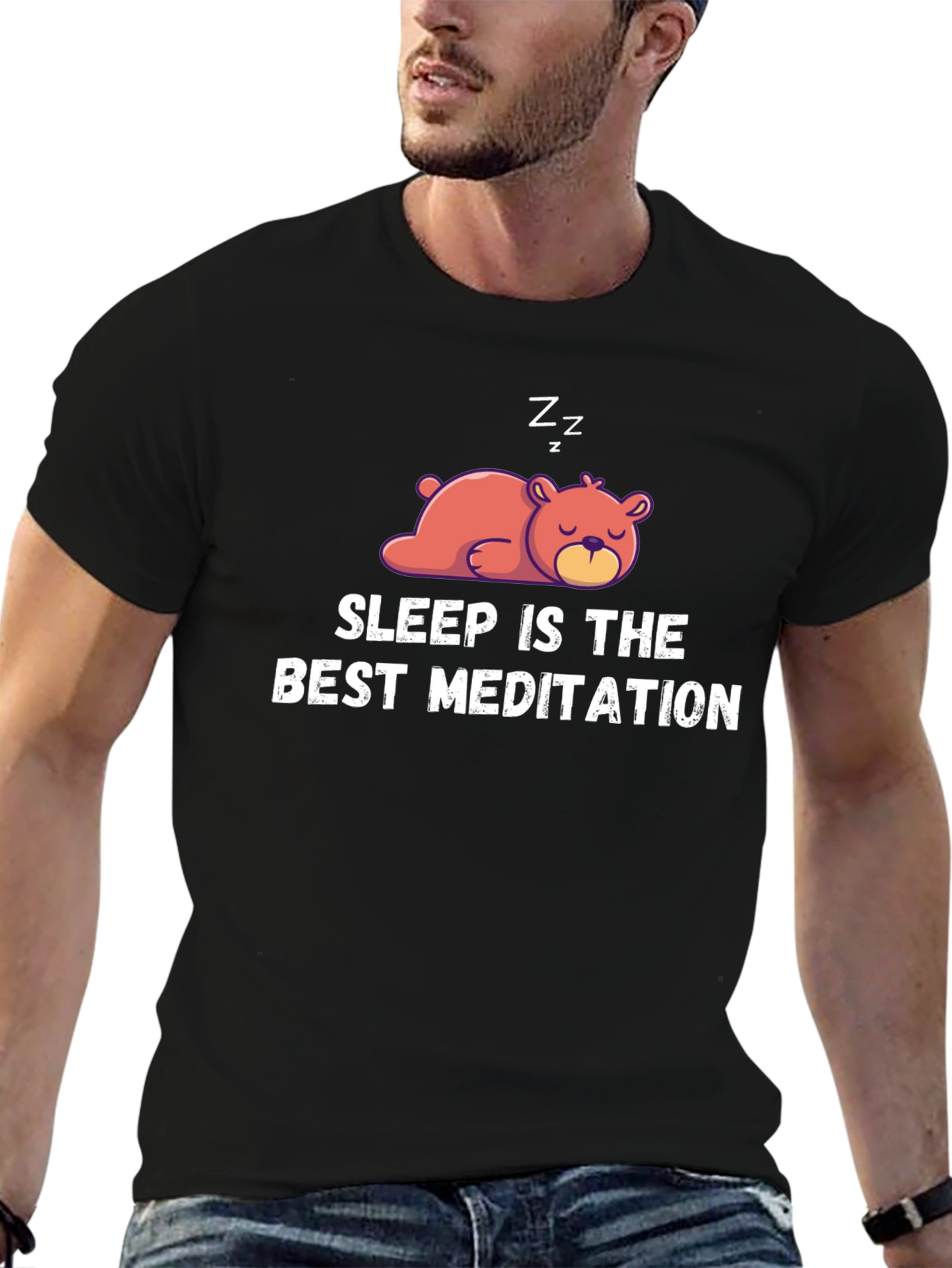 Sleep Is The Best Meditation Black T-Shirt