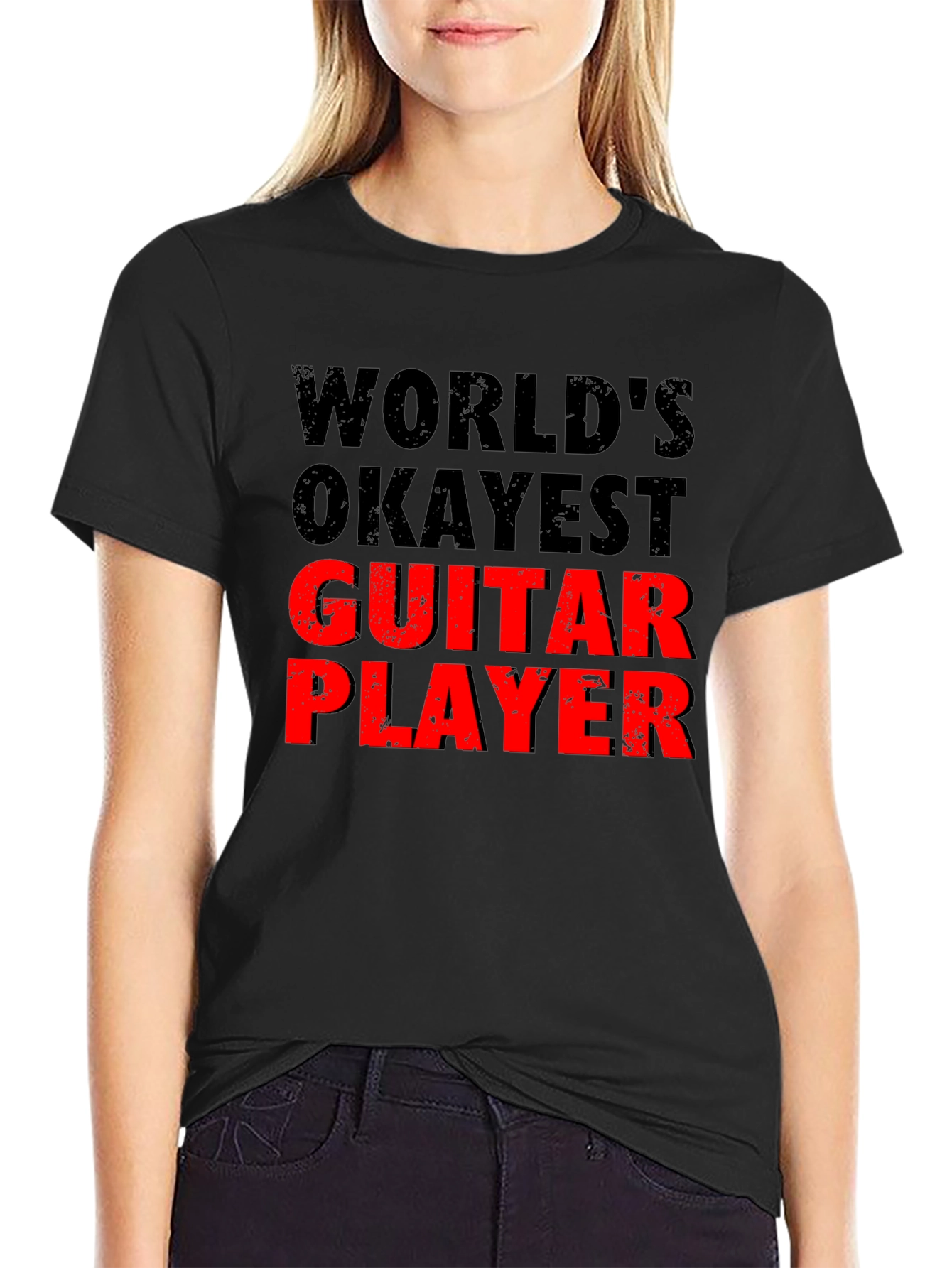 Worlds Okayest Guitar Player - Novelty Graphic T-Shirt
