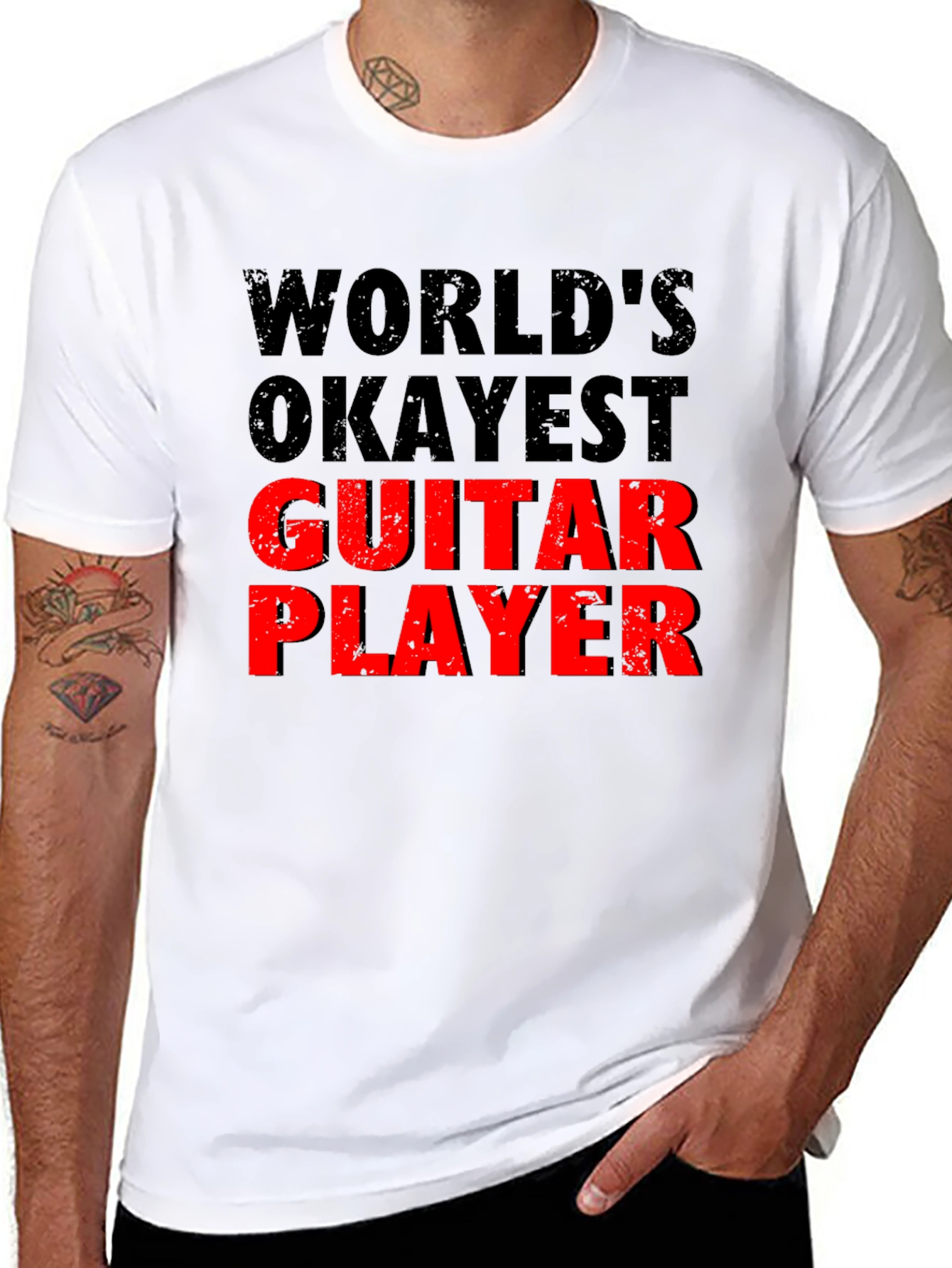 Worlds Okayest Guitar Player - Novelty Graphic T-Shirt