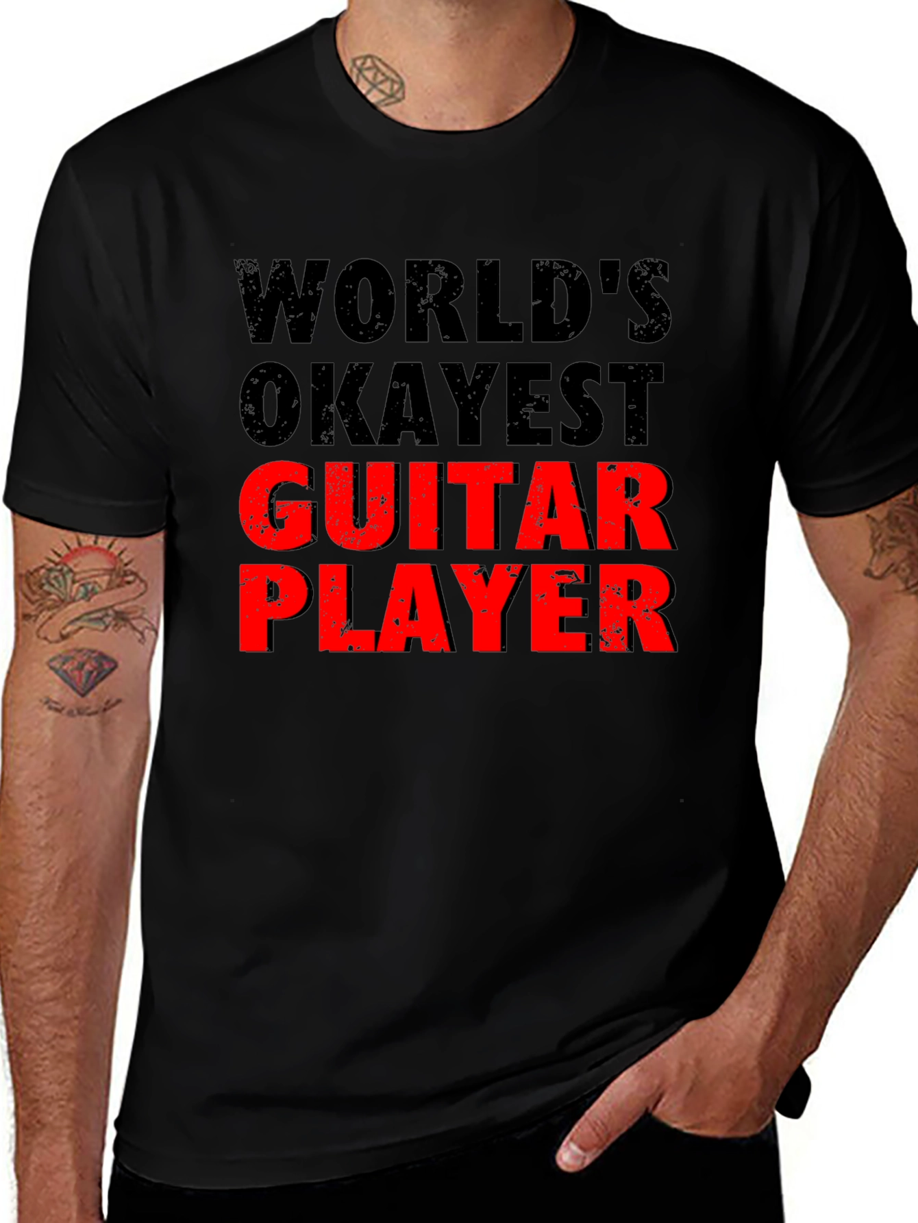 Worlds Okayest Guitar Player - Novelty Graphic T-Shirt