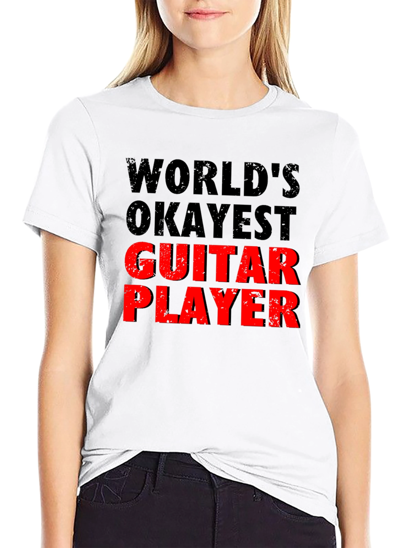 Worlds Okayest Guitar Player - Novelty Graphic T-Shirt