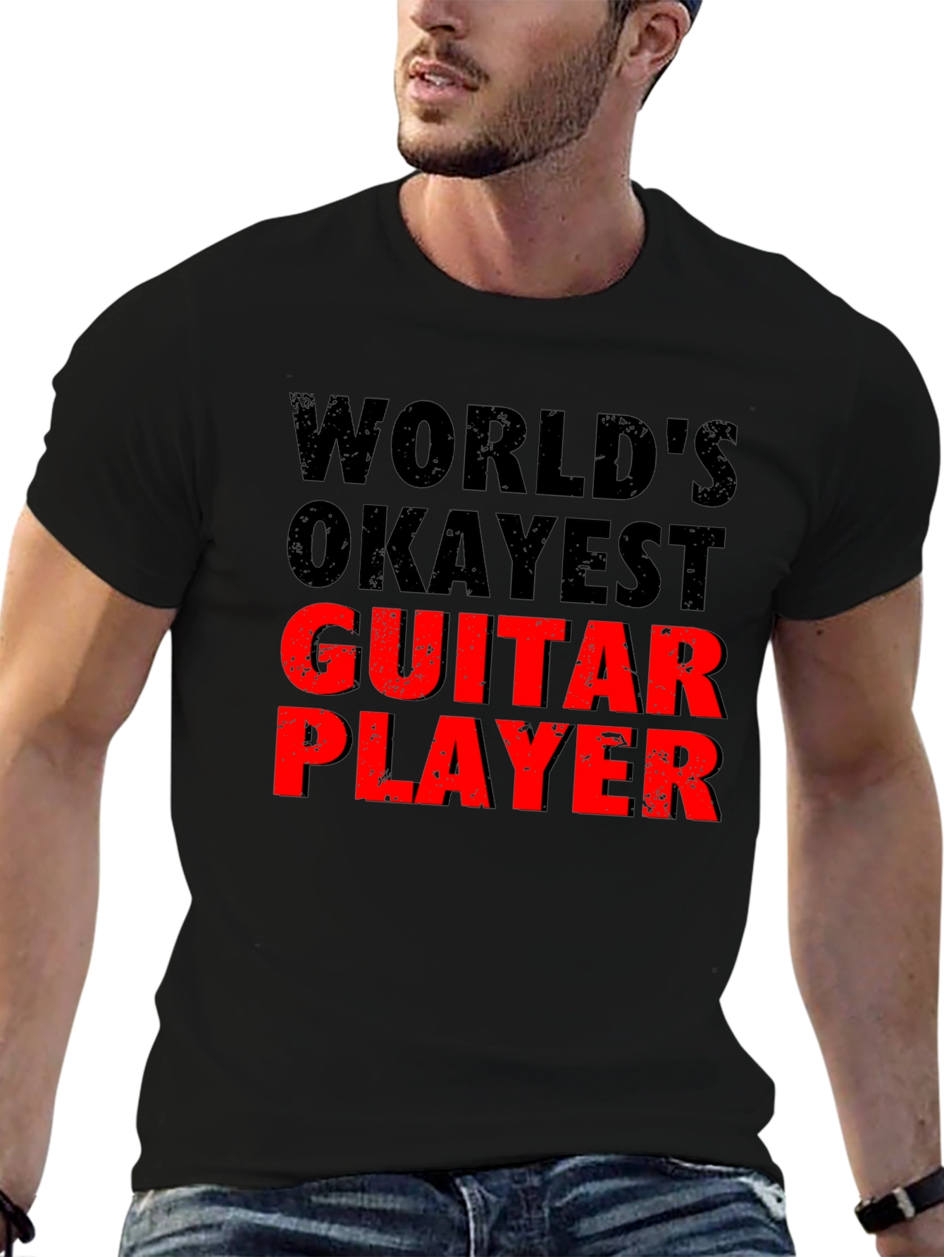 Worlds Okayest Guitar Player - Novelty Graphic T-Shirt